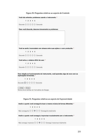 253
Figura 30. Perguntas relativas ao aspecto de Controle
Figura 31. Perguntas relativas ao aspecto de Expressividade
 
