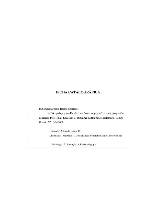 Dissertação de mestrado fatima psicopedagogia