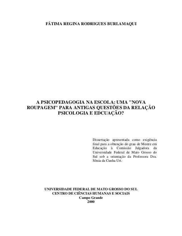 Dissertação de mestrado fatima psicopedagogia