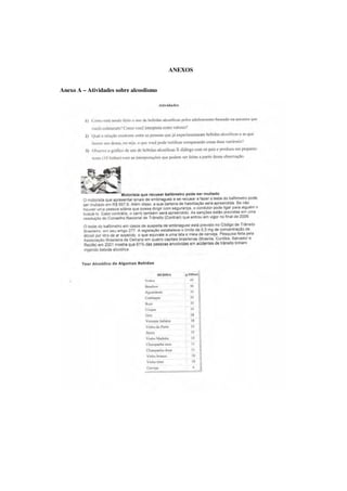 160
ANEXOS
Anexo A – Atividades sobre alcoolismo
 