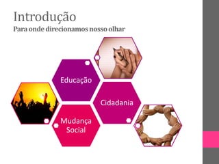 Introdução
Paraondedirecionamosnossoolhar
Mudança
Social
Cidadania
Educação
 