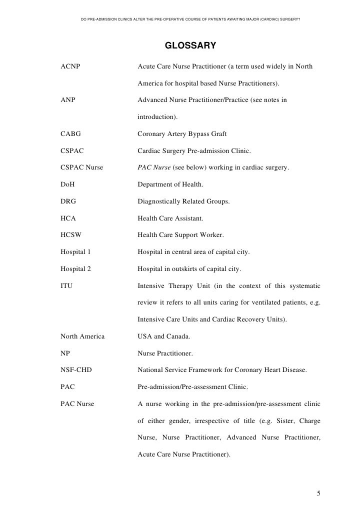 Dissertation glossary terms