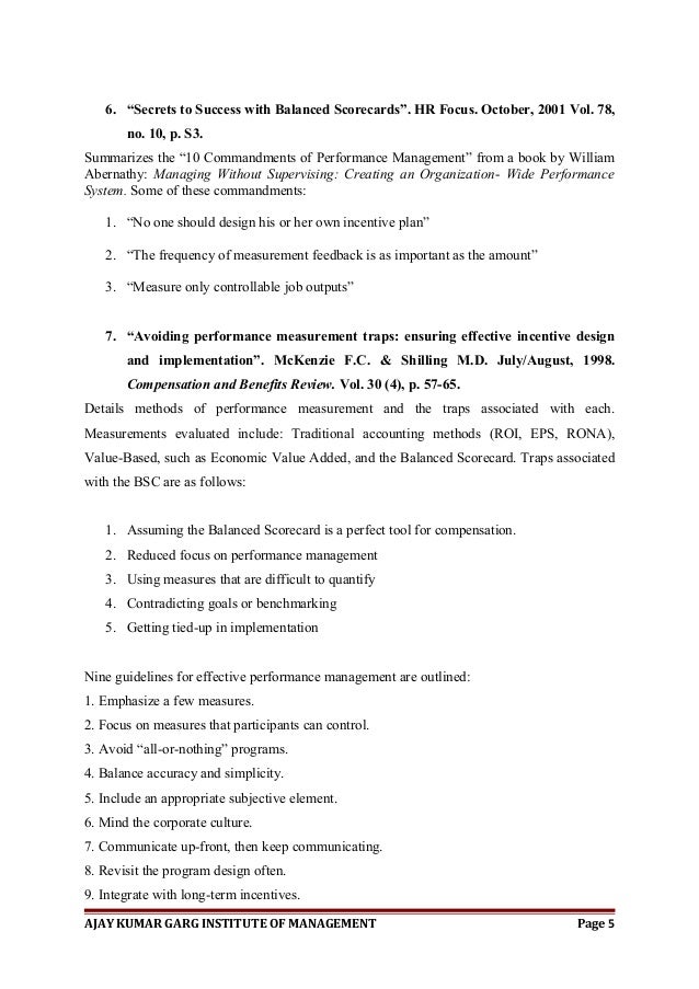 Balanced dissertation scorecard