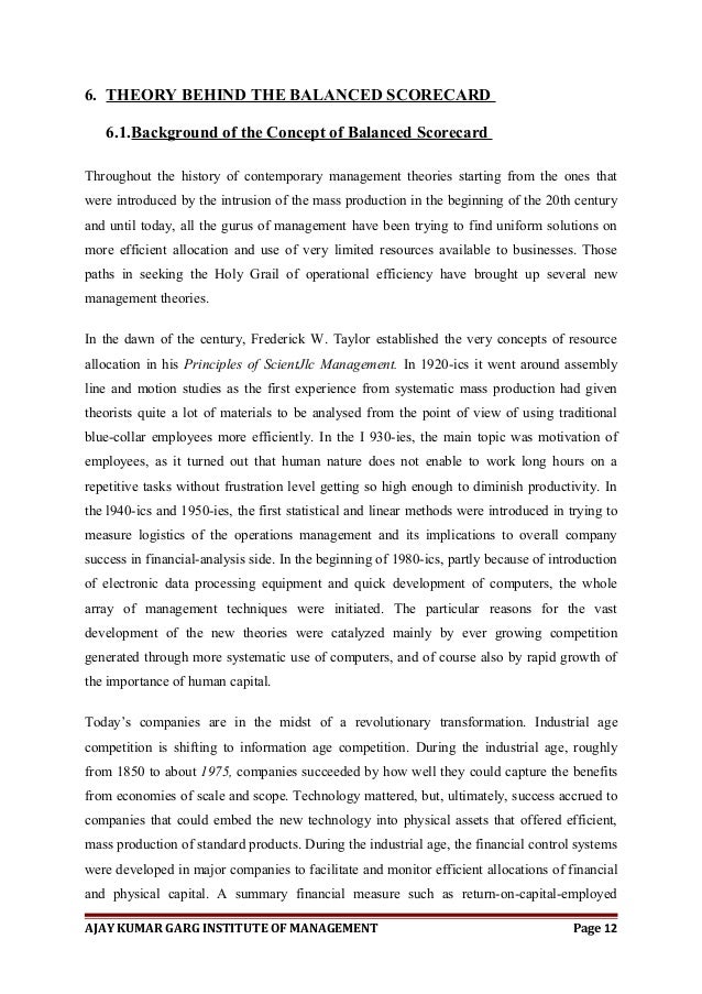 Phd thesis on balanced scorecard