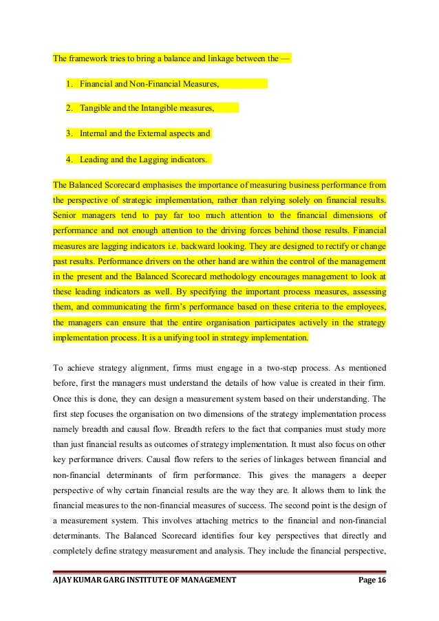 Balanced scorecard dissertation