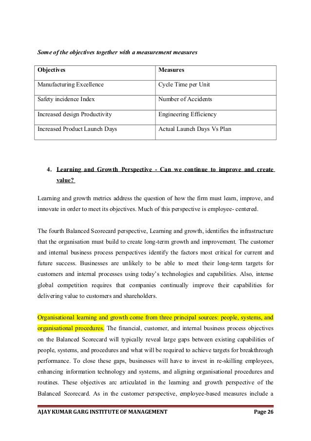 Balanced scorecard dissertations and thesis