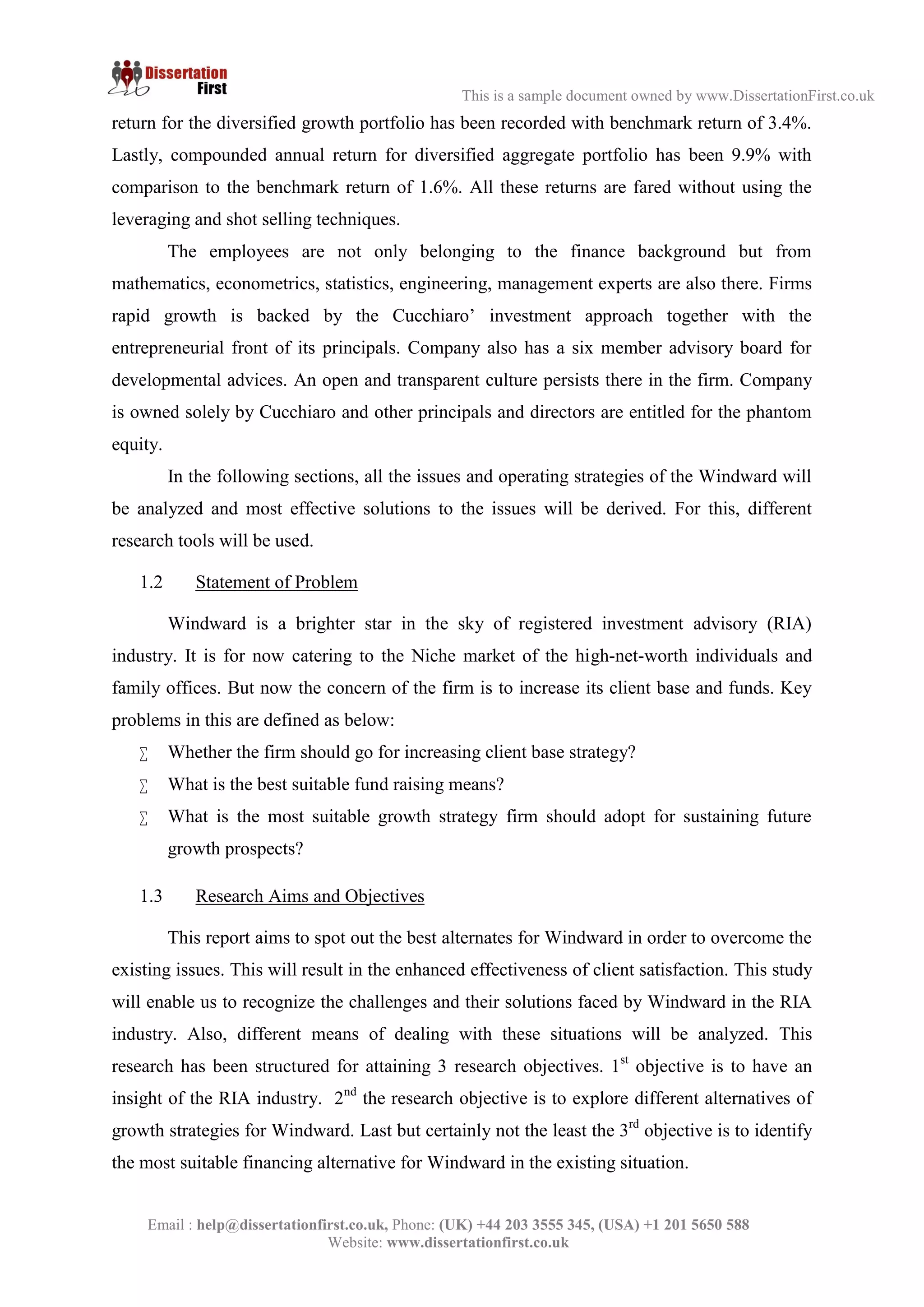 Dissertation Windward Investment Management Case Analysis Sample PDF