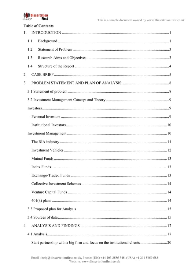 Dissertation Windward Investment Management Case Analysis Sample PDF