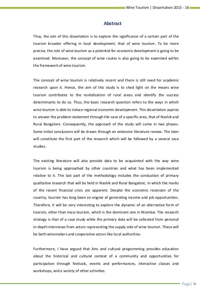 Dissertation in travel and tourism