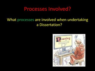 Processes Involved?
What processes are involved when undertaking
                a Dissertation?
 