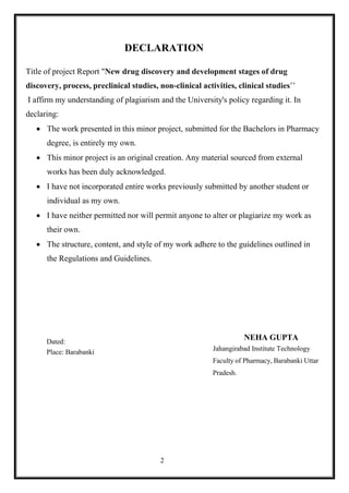 DISSERTATION on NEW DRUG DISCOVERY AND DEVELOPMENT STAGES OF DRUG ...