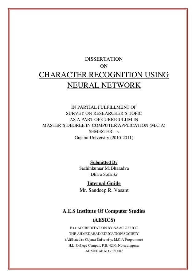 Phd thesis on character recognition