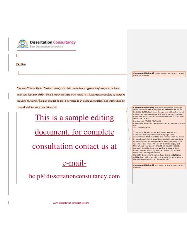 Dissertation consultation