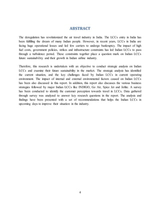 STRATEGIC ANALYSIS OF INDIAN LOW COST AIRLINES AND THEIR FUTURE ...