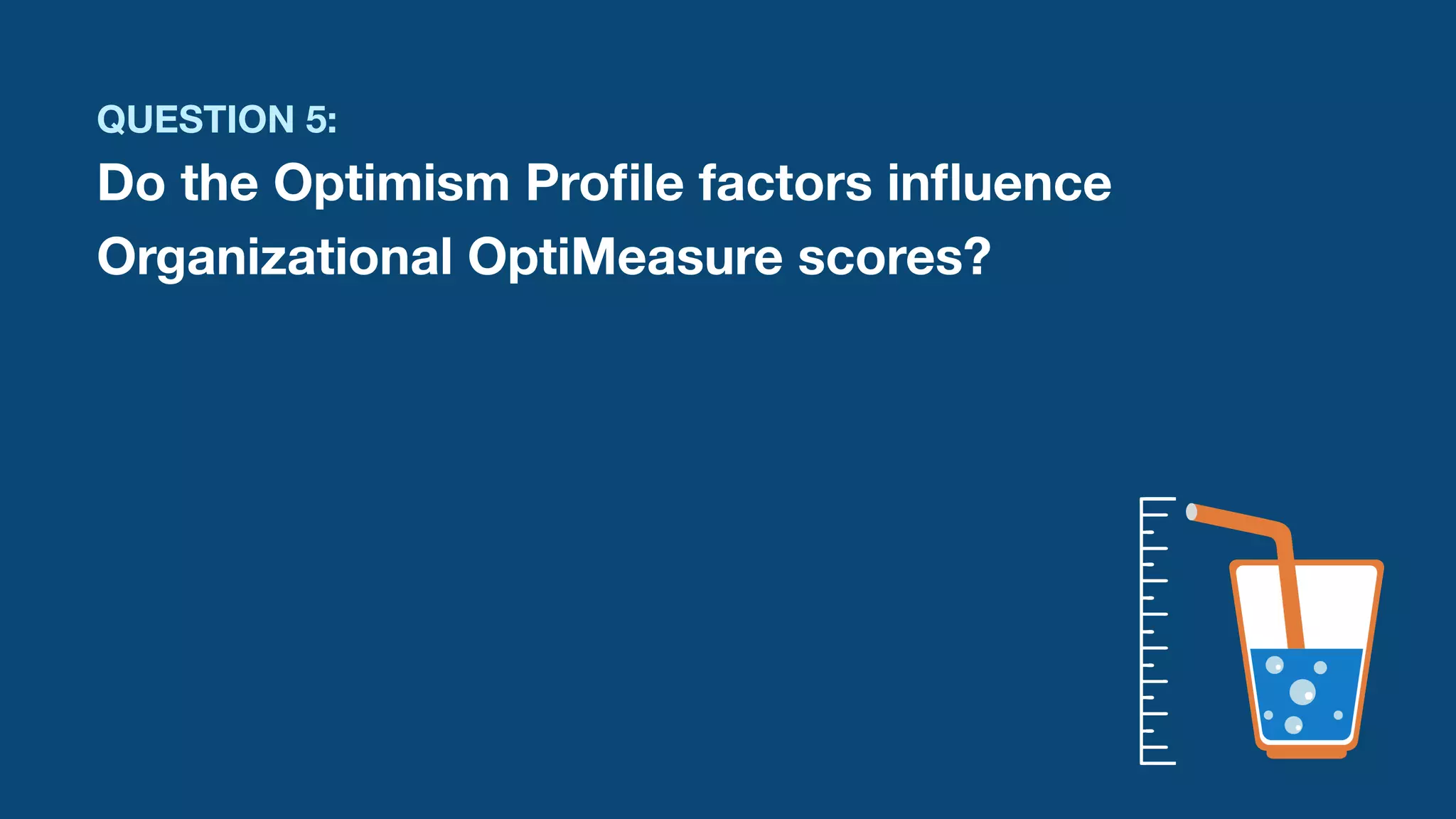 QUESTION 5:
Do the Optimism Pro
fi
le factors in
fl
uence
Organizational OptiMeasure scores?
 
