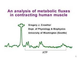 An analysis of metabolic fluxes in contracting human muscle Gregory J. Crowther Dept. of Physiology & Biophysics University of Washington (Seattle) ATP 