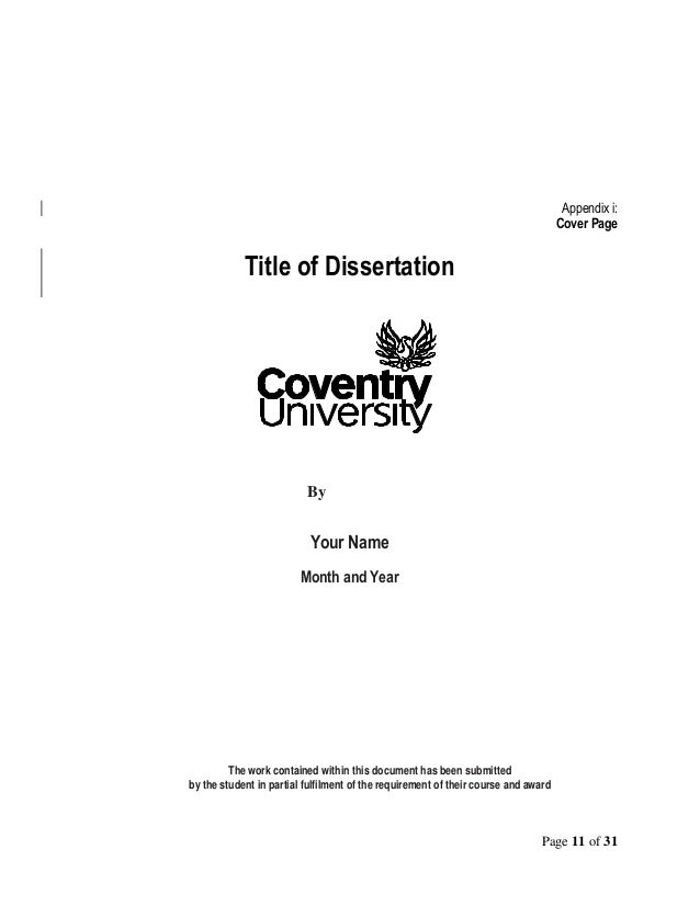cover sheet of dissertation