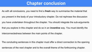 Writing the introduction chapter of your disseration | PDF