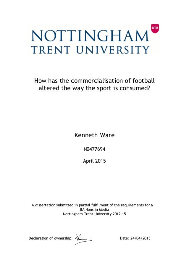 commercialisation in football dissertation