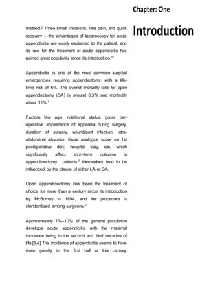 Open Appendix Recovery Short-term outcome of Laparoscopic Appendicectomy and Open ...