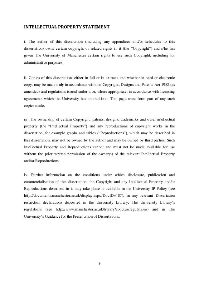 Owns copyright dissertation
