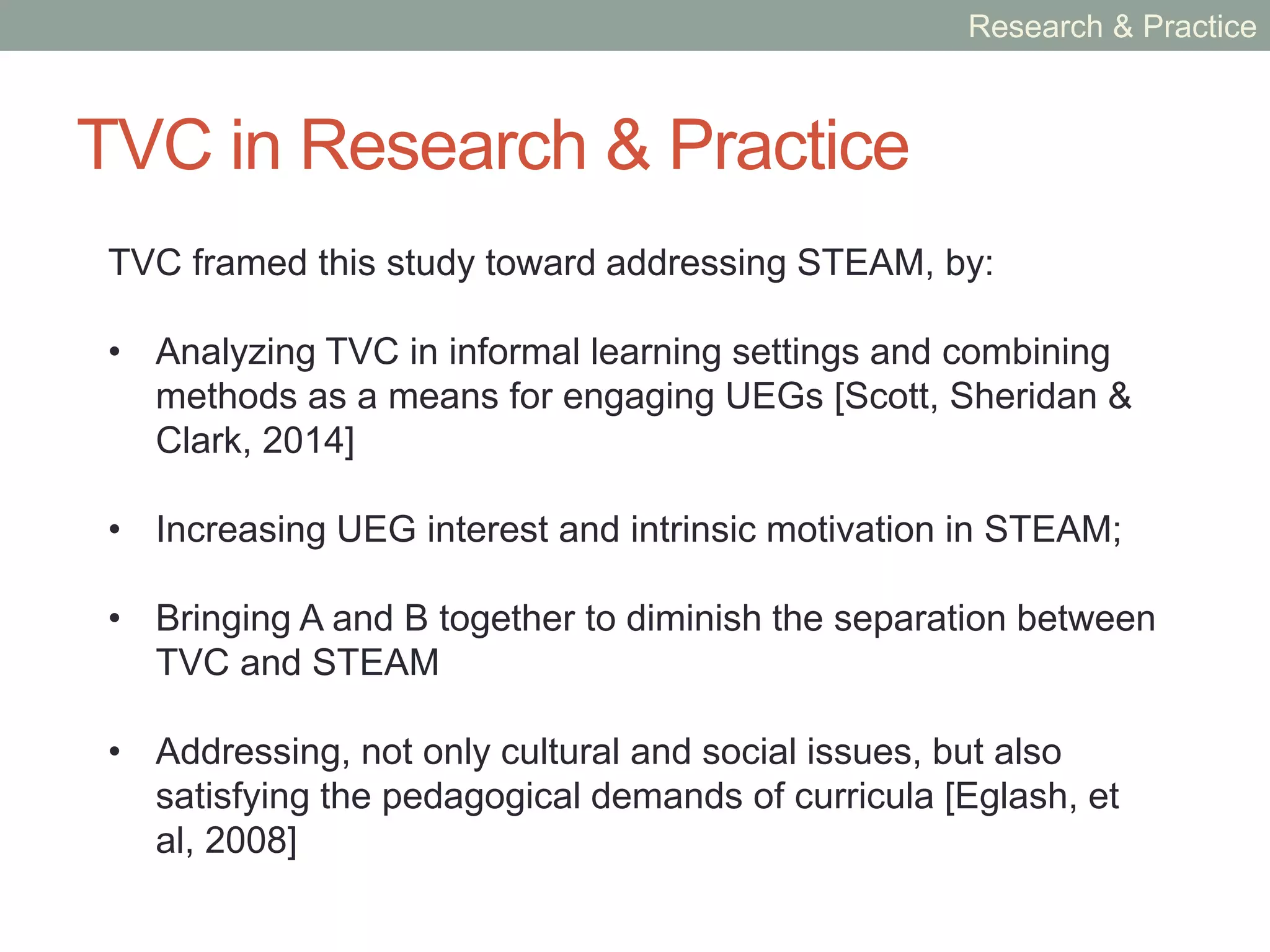 TVC IN RESEARCH &
PRACTICE
 
