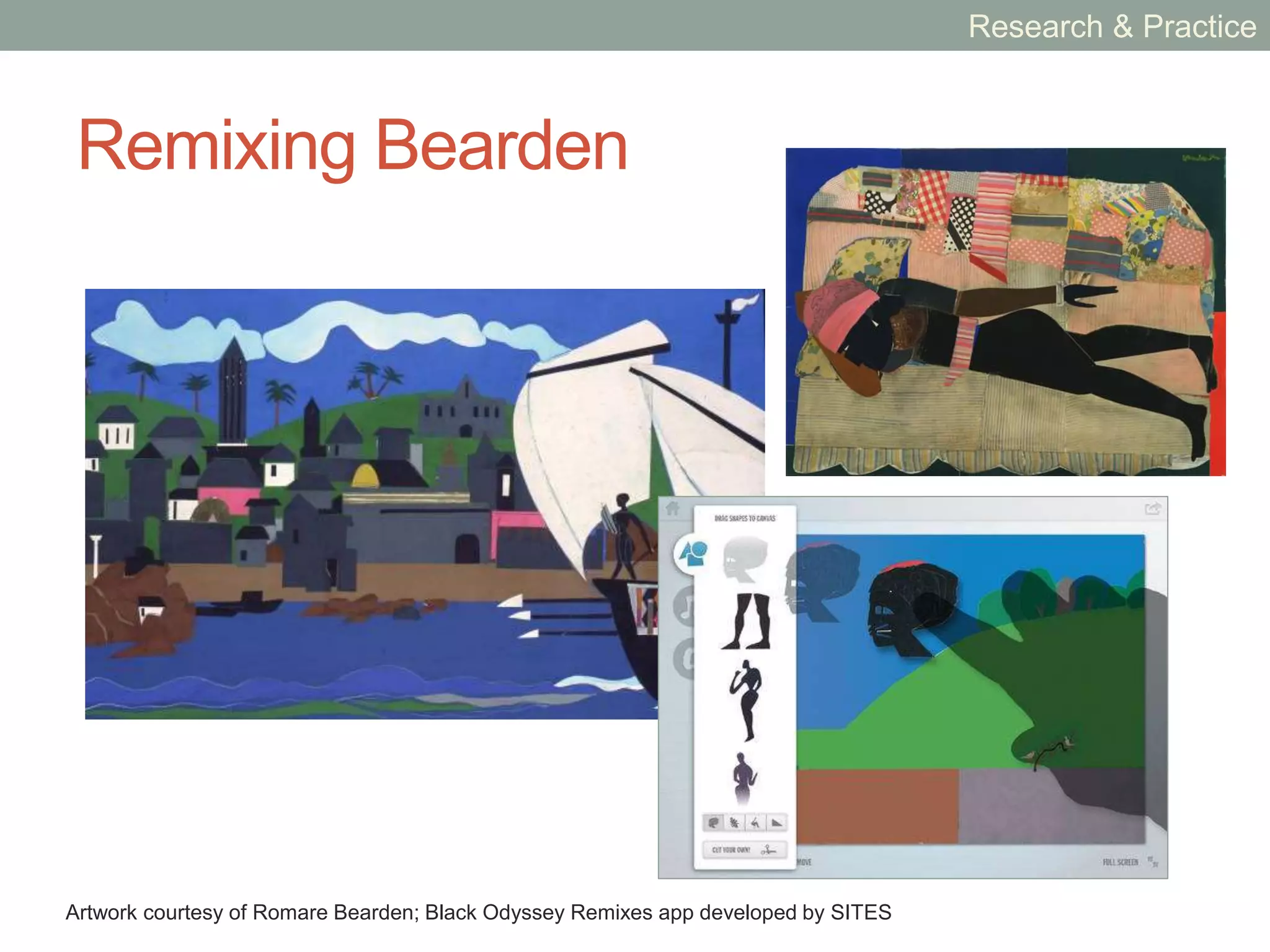 TVC in Research & Practice
TVC framed this study toward addressing STEAM, by:
• Analyzing TVC in informal learning settings and combining
methods as a means for engaging UEGs [Scott, Sheridan &
Clark, 2014]
• Increasing UEG interest and intrinsic motivation in STEAM;
• Bringing A and B together to diminish the separation between
TVC and STEAM
• Addressing, not only cultural and social issues, but also
satisfying the pedagogical demands of curricula [Eglash, et
al, 2008]
Research & Practice
 