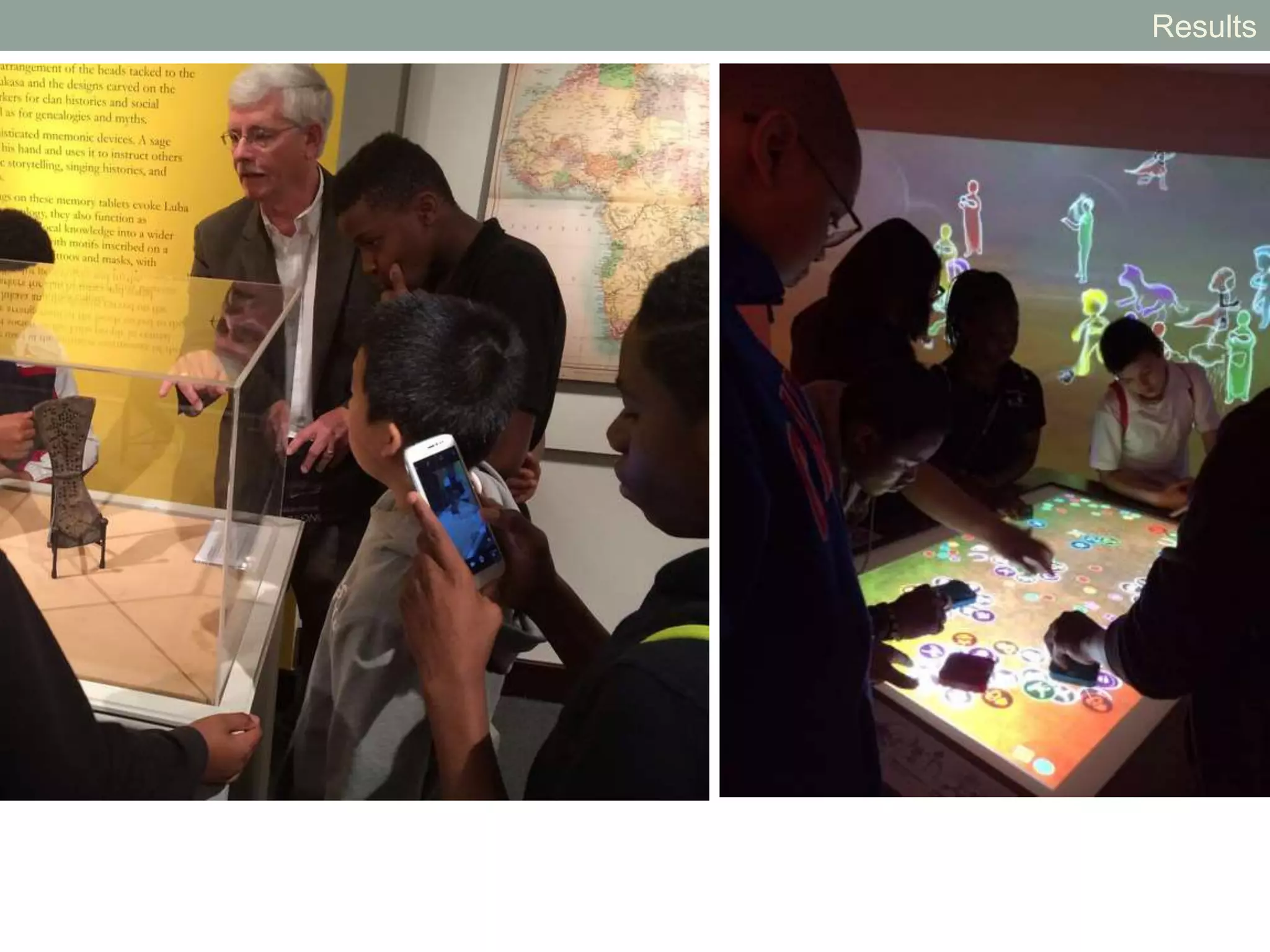 Participants explored diagramming, collage and repetition with math concepts
such as rotation and translation.
Results
 