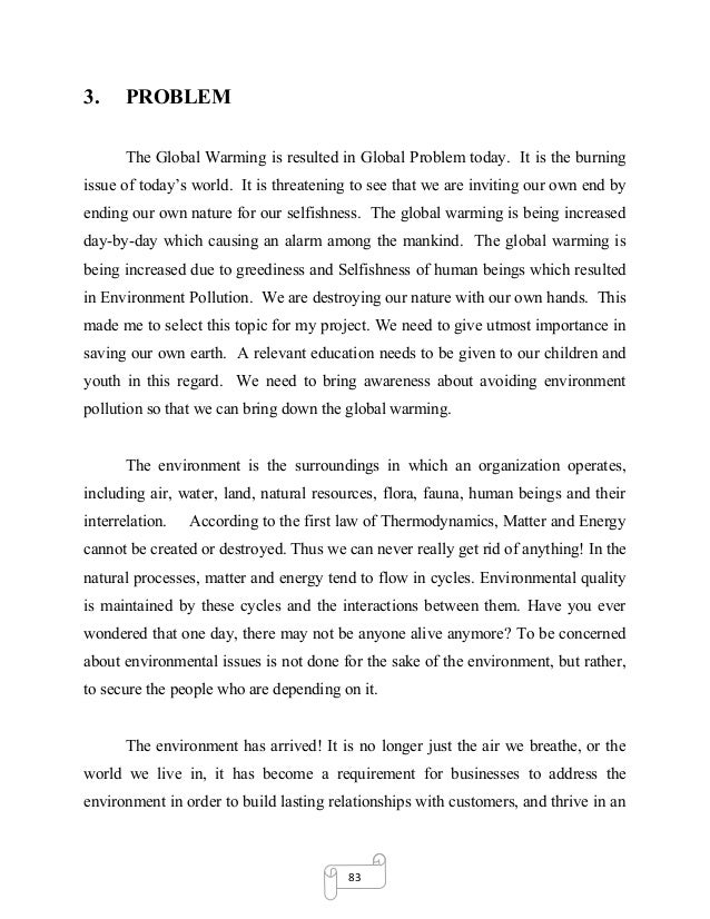 Comprehensive essay global warming