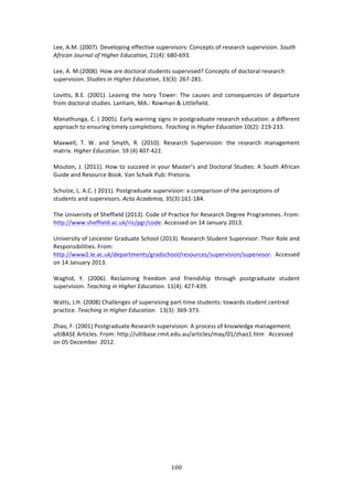 !GG"
"
Q%%[!.>Z>!i5NN;j>!H%9%*#P71+!%<<%/379%!4,P%$974#$4!6#1/%P34!#<!$%4%:$/E!4,P%$9747#1>!&36',!
A4(1:.*!X36(*.7!34!W1+,)(!V/6:.'13*F!5-iGj!L(NWL=B>!
!
Q%%[!.>!Z>i5NN(j>!Y#&!:$%!'#/3#$:*!43,'%134!4,P%$974%'U!6#1/%P34!#<!'#/3#$:*!$%4%:$/E!
4,P%$9747#1>!&'6/1)-!1*!W1+,)(!V/6:.'13*[!BBiBj!5L;W5(->!
!
Q#97334[! O>F>! i5NN-j>! Q%:971+! 3E%! ?9#$K! J#&%$! JE%! /:,4%4! :1'! /#14%T,%1/%4! #<! '%P:$3,$%!
<$#2!'#/3#$:*!43,'7%4>!Q:1E:2[!Z.>!D#&2:1!l!Q733*%<7%*'>!
!
Z:1:3E,1+:[!6>!i!5NNIj>!F:$*K!&:$171+!47+14!71!P#43+$:',:3%!$%4%:$/E!%',/:37#1!:!'7<<%$%13!
:PP$#:/E!3#!%14,$71+!372%*K!/#2P*%37#14>!R).:,1*+!1*!W1+,)(!V/6:.'13*!-Ni5j!5-=W5BB>!
!
Z:X&%**[! J>! S>! :1'! C2K3E[! D>! i5N-Nj>! D%4%:$/E! C,P%$9747#1! 3E%! $%4%:$/E! 2:1:+%2%13!
2:3$7X>!W1+,)(!V/6:.'13*>!I=!iGj!GN;WG55>!
!
Z#,3#1[!b>!i5N--j>!Y#&!3#!4,//%%'!71!K#,$!Z:43%$R4!:1'!H#/3#$:*!C3,'7%4!.!C#,3E!.<$7/:1!
],7'%!:1'!D%4#,$/%!O##0>!M:1!C/E:70!),8!)$%3#$7:>!!!
!
C/E,*e%[!Q>!.>6>!i!5N--j>!)#43+$:',:3%!4,P%$9747#1!:!/#2P:$74#1!#<!3E%!P%$/%P37#14!#<!
43,'%134!:1'!4,P%$974#$4>!A:'.!A:./)21.F!BIiBj-L-W-(G>!
!
JE%!`179%$473K!#<!CE%<<7%*'!i5N-Bj>!6#'%!#<!)$:/37/%!<#$!D%4%:$/E!H%+$%%!)$#+$:22%4>!"$#2!
E33P^^&&&>4E%<<7%*'>:/>,0^$74^P+$^/#'%>!.//%44%'!#1!-G!b:1,:$K!5N-B>!
!
`179%$473K!#<!Q%7/%43%$!]$:',:3%!C/E##*!i5N-Bj>!D%4%:$/E!C3,'%13!C,P%$974#$!JE%7$!D#*%!:1'!
D%4P#14787*737%4>!"$#2!
E33P^^&&&5>*%>:/>,0^'%P:$32%134^+$:'4/E##*^$%4#,$/%4^4,P%$9747#1^4,P%$974#$>! .//%44%'!
#1!-G!b:1,:$K!5N-B>!
!
S:+E7'[! d>! i5NNLj>! D%/*:7271+! <$%%'#2! :1'! <$7%1'4E7P! 3E$#,+E! P#43+$:',:3%! 43,'%13!
4,P%$9747#1>!R).:,1*+!1*!W1+,)(!V/6:.'13*#!--iGj!G5;WGB=>!
!
S:334[!b>Y>!i5NN(j!6E:**%1+%4!#<!4,P%$97471+!P:$3W372%!43,'%134!3#&:$'4!43,'%13!/%13$%'!
P$:/37/%>!R).:,1*+!1*!W1+,)(!V/6:.'13*#!!-BiBj!BL=WB;B>!
!!
nE:#[!">!i5NN-j!)#43+$:',:3%!D%4%:$/E!4,P%$9747#1!.!P$#/%44!#<!01#&*%'+%!2:1:+%2%13>!
,*37O.CF!.$37/*%4>!"$#2!E33P^^,*378:4%>$273>%',>:,^:$37/*%4^2:K^N-^eE:#->E32!!!.//%44%'!
#1!NI!H%/%28%$!!5N-5>!
!
!
!
!
!
!
!
!
!
!
!
!
!
 