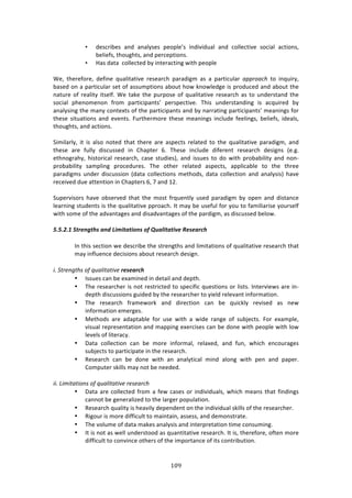 !GB"
"
• '%4/$78%4! :1'! :1:*K4%4! P%#P*%R4! 71'797',:*! :1'! /#**%/379%! 4#/7:*! :/37#14[!
8%*7%<4[!3E#,+E34[!:1'!P%$/%P37#14>!
• Y:4!':3:!!/#**%/3%'!8K!713%$:/371+!&73E!P%#P*%!
!
S%[! 3E%$%<#$%[! '%<71%! T,:*73:379%! $%4%:$/E! P:$:'7+2! :4! :! P:$37/,*:$! .<<(3.:,! 3#! 71T,7$K[!
8:4%'!#1!:!P:$37/,*:$!4%3!#<!:44,2P37#14!:8#,3!E#&!01#&*%'+%!74!P$#',/%'!:1'!:8#,3!3E%!
1:3,$%!#<!$%:*73K!734%*<>!S%!3:0%!3E%!P,$P#4%!#<!T,:*73:379%!$%4%:$/E!:4!3#!,1'%$43:1'!3E%!
4#/7:*! PE%1#2%1#1! <$#2! P:$37/7P:134R! P%$4P%/379%>! JE74! ,1'%$43:1'71+! 74! :/T,7$%'! 8K!
:1:*K471+!3E%!2:1K!/#13%X34!#<!3E%!P:$37/7P:134!:1'!8K!1:$$:371+!P:$37/7P:134R!2%:171+4!<#$!
3E%4%! 473,:37#14! :1'! %9%134>! ",$3E%$2#$%! 3E%4%! 2%:171+4! 71/*,'%! <%%*71+4[! 8%*7%<4[! 7'%:*4[!
3E#,+E34[!:1'!:/37#14>!!
!
C727*:$*K[! 73! 74! :*4#! 1#3%'! 3E:3! 3E%$%! :$%! :4P%/34! $%*:3%'! 3#! 3E%! T,:*73:379%! P:$:'7+2[! :1'!
3E%4%! :$%! <,**K! '74/,44%'! 71! 6E:P3%$! L>! JE%4%! 71/*,'%! '7<%$%13! $%4%:$/E! '%47+14! i%>+>!
%3E1#+$:EK[! E743#$7/:*! $%4%:$/E[! /:4%! 43,'7%4j[! :1'! 744,%4! 3#! '#! &73E! P$#8:87*73K! :1'! 1#1W
P$#8:87*73K! 4:2P*71+! P$#/%',$%4>! JE%! #3E%$! $%*:3%'! :4P%/34[! :PP*7/:8*%! 3#! 3E%! 3E$%%!
P:$:'7+24! ,1'%$! '74/,447#1! i':3:! /#**%/37#14! 2%3E#'4[! ':3:! /#**%/37#1! :1'! :1:*K474j! E:9%!
$%/%79%'!',%!:33%137#1!71!6E:P3%$4!L[!;!:1'!-5>!
!
C,P%$974#$4! E:9%! #84%$9%'! 3E:3! 3E%! 2#43! <$T,%13*K! ,4%'! P:$:'7+2! 8K! #P%1! :1'! '743:1/%!
*%:$171+!43,'%134!74!3E%!T,:*73:379%!PP$#:/E>!?3!2:K!8%!,4%<,*!<#$!K#,!3#!<:27*7:$74%!K#,$4%*<!
&73E!4#2%!#<!3E%!:'9:13:+%4!:1'!'74:'9:13:+%4!#<!3E%!P:$'7+2[!:4!'74/,44%'!8%*#&>!
!
FMFMCMB)?/"#'(/4.)%'6)d&8&/%/&+'.)+R)V,%9&/%/&=#)3#.#%"14!
?1!3E74!4%/37#1!&%!'%4/$78%!3E%!43$%1+3E4!:1'!*7273:37#14!#<!T,:*73:379%!$%4%:$/E!3E:3!
2:K!71<*,%1/%!'%/747#14!:8#,3!$%4%:$/E!'%47+1>!
1#!&'()*+',-!34!Y6.71'.'18)!"#.#%"14)!
• ?44,%4!/:1!8%!%X:271%'!71!'%3:7*!:1'!'%P3E>!
• JE%!$%4%:$/E%$!74!1#3!$%43$7/3%'!3#!4P%/7<7/!T,%437#14!#$!*7434>!?13%$97%&4!:$%!71W
'%P3E!'74/,447#14!+,7'%'!8K!3E%!$%4%:$/E%$!3#!K7%*'!$%*%9:13!71<#$2:37#1>!
• JE%! $%4%:$/E! <$:2%&#$0! :1'! '7$%/37#1! /:1! 8%! T,7/0*K! $%974%'! :4! 1%&!
71<#$2:37#1!%2%$+%4>!
• Z%3E#'4! :$%! :':P3:8*%! <#$! ,4%! &73E! :! &7'%! $:1+%! #<! 4,8A%/34>! "#$! %X:2P*%[!
974,:*!$%P$%4%13:37#1!:1'!2:PP71+!%X%$/74%4!/:1!8%!'#1%!&73E!P%#P*%!&73E!*#&!
*%9%*4!#<!*73%$:/K>!
• H:3:! /#**%/37#1! /:1! 8%! 2#$%! 71<#$2:*[! $%*:X%'[! :1'! <,1[! &E7/E! %1/#,$:+%4!
4,8A%/34!3#!P:$37/7P:3%!71!3E%!$%4%:$/E>!
• D%4%:$/E! /:1! 8%! '#1%! &73E! :1! :1:*K37/:*! 271'! :*#1+! &73E! P%1! :1'! P:P%$>!
6#2P,3%$!407**4!2:K!1#3!8%!1%%'%'>!
!
11#!0121'.'13*-!34!Y6.71'.'18)!()-).(:,!
• H:3:!:$%!/#**%/3%'!<$#2!:!<%&!/:4%4!#$!71'797',:*4[!&E7/E!2%:14!3E:3!<71'71+4!
/:11#3!8%!+%1%$:*7e%'!3#!3E%!*:$+%$!P#P,*:37#1>!
• D%4%:$/E!T,:*73K!74!E%:97*K!'%P%1'%13!#1!3E%!71'797',:*!407**4!#<!3E%!$%4%:$/E%$>!
• D7+#,$!74!2#$%!'7<<7/,*3!3#!2:713:71[!:44%44[!:1'!'%2#143$:3%>!
• JE%!9#*,2%!#<!':3:!2:0%4!:1:*K474!:1'!713%$P$%3:37#1!372%!/#14,271+>!
• ?3!74!1#3!:4!&%**!,1'%$43##'!:4!T,:1373:379%!$%4%:$/E>!?3!74[!3E%$%<#$%[!#<3%1!2#$%!
'7<<7/,*3!3#!/#1971/%!#3E%$4!#<!3E%!72P#$3:1/%!#<!734!/#13$78,37#1>!
!
 