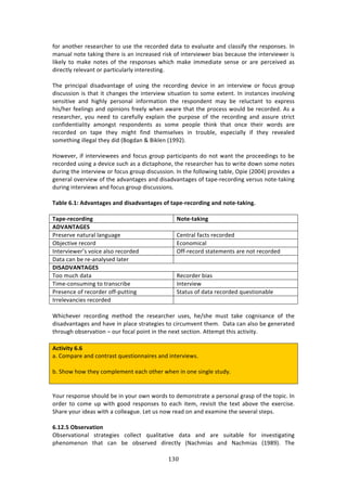 !$G"
"
<#$!:1#3E%$!$%4%:$/E%$!3#!,4%!3E%!$%/#$'%'!':3:!3#!%9:*,:3%!:1'!/*:447<K!3E%!$%4P#14%4>!?1!
2:1,:*!1#3%!3:071+!3E%$%!74!:1!71/$%:4%'!$740!#<!713%$97%&%$!87:4!8%/:,4%!3E%!713%$97%&%$!74!
*70%*K! 3#! 2:0%! 1#3%4! #<! 3E%! $%4P#14%4! &E7/E! 2:0%! 722%'7:3%! 4%14%! #$! :$%! P%$/%79%'! :4!
'7$%/3*K!$%*%9:13!#$!P:$37/,*:$*K!713%$%4371+>!!
!
JE%! P$71/7P:*! '74:'9:13:+%! #<! ,471+! 3E%! $%/#$'71+! '%97/%! 71! :1! 713%$97%&! #$! <#/,4! +$#,P!
'74/,447#1!74!3E:3!73!/E:1+%4!3E%!713%$97%&!473,:37#1!3#!4#2%!%X3%13>!?1!7143:1/%4!719#*971+!
4%147379%! :1'! E7+E*K! P%$4#1:*! 71<#$2:37#1! 3E%! $%4P#1'%13! 2:K! 8%! $%*,/3:13! 3#! %XP$%44!
E74^E%$!<%%*71+4!:1'!#P717#14!<$%%*K!&E%1!:&:$%!3E:3!3E%!P$#/%44!&#,*'!8%!$%/#$'%'>!.4!:!
$%4%:$/E%$[! K#,! 1%%'! 3#! /:$%<,**K! %XP*:71! 3E%! P,$P#4%! #<! 3E%! $%/#$'71+! :1'! :44,$%! 43$7/3!
/#1<7'%137:*73K! :2#1+43! $%4P#1'%134! :4! 4#2%! P%#P*%! 3E710! 3E:3! #1/%! 3E%7$! &#$'4! :$%!
$%/#$'%'! #1! 3:P%! 3E%K! 27+E3! <71'! 3E%24%*9%4! 71! 3$#,8*%[! %4P%/7:**K! 7<! 3E%K! $%9%:*%'!
4#2%3E71+!7**%+:*!3E%K!'7'!iO#+':1!l!O70*%1!i-==5j>!!
!
Y#&%9%$[!7<!713%$97%&%%4!:1'!<#/,4!+$#,P!P:$37/7P:134!'#!1#3!&:13!3E%!P$#/%%'71+4!3#!8%!
$%/#$'%'!,471+!:!'%97/%!4,/E!:4!:!'7/3:PE#1%[!3E%!$%4%:$/E%$!E:4!3#!&$73%!'#&1!4#2%!1#3%4!
',$71+!3E%!713%$97%&!#$!<#/,4!+$#,P!'74/,447#1>!?1!3E%!<#**#&71+!3:8*%[!@P7%!i5NNGj!P$#97'%4!:!
+%1%$:*!#9%$97%&!#<!3E%!:'9:13:+%4!:1'!'74:'9:13:+%4!#<!3:P%W$%/#$'71+!9%$4,4!1#3%W3:071+!
',$71+!713%$97%&4!:1'!<#/,4!+$#,P!'74/,447#14>!
!
";YQ>!C]/F!#R^;N=;S>U!;NR!RWU;R^;N=;S>U!O[!=;<>K?>LO?RWNS!;NR!NO=>K=;MWNS]!
!
";<>K?>LO?RWNS! *O=>K=;MWNS!
#19#*"#5&+!
)$%4%$9%!1:3,$:*!*:1+,:+%! 6%13$:*!<:/34!$%/#$'%'!
@8A%/379%!$%/#$'! F/#1#27/:*!
?13%$97%&%$R4!9#7/%!:*4#!$%/#$'%'! @<<W$%/#$'!43:3%2%134!:$%!1#3!$%/#$'%'!
H:3:!/:1!8%!$%W:1:*K4%'!*:3%$! !
13+#19#*"#5&+!
J##!2,/E!':3:! D%/#$'%$!87:4!
J72%W/#14,271+!3#!3$:14/$78%! ?13%$97%&!
)$%4%1/%!#<!$%/#$'%$!#<<WP,3371+! C3:3,4!#<!':3:!$%/#$'%'!T,%437#1:8*%!
?$$%*%9:1/7%4!$%/#$'%'! !
!
SE7/E%9%$! $%/#$'71+! 2%3E#'! 3E%! $%4%:$/E%$! ,4%4[! E%^4E%! 2,43! 3:0%! /#+174:1/%! #<! 3E%!
'74:'9:13:+%4!:1'!E:9%!71!P*:/%!43$:3%+7%4!3#!/7$/,29%13!3E%2>!!H:3:!/:1!:*4#!8%!+%1%$:3%'!
3E$#,+E!#84%$9:37#1!o!#,$!<#/:*!P#713!71!3E%!1%X3!4%/37#1>!.33%2P3!3E74!:/37973K>!
!
#L=W^W=V!C]C!
:>!6#2P:$%!:1'!/#13$:43!T,%437#11:7$%4!:1'!713%$97%&4>!
!
8>!CE#&!E#&!3E%K!/#2P*%2%13!%:/E!#3E%$!&E%1!71!#1%!471+*%!43,'K>!
!
!
d#,$!$%4P#14%!4E#,*'!8%!71!K#,$!#&1!&#$'4!3#!'%2#143$:3%!:!P%$4#1:*!+$:4P!#<!3E%!3#P7/>!?1!
#$'%$! 3#! /#2%! ,P! &73E! +##'! $%4P#14%4! 3#! %:/E! 73%2[! $%97473! 3E%! 3%X3! :8#9%! 3E%! %X%$/74%>!
CE:$%!K#,$!7'%:4!&73E!:!/#**%:+,%>!Q%3!,4!1#&!$%:'!#1!:1'!%X:271%!3E%!4%9%$:*!43%P4>!
!
C]/4]@!'YU>?^;=WON!
@84%$9:37#1:*! 43$:3%+7%4! /#**%/3! T,:*73:379%! ':3:! :1'! :$%! 4,73:8*%! <#$! 719%437+:371+!
PE%1#2%1#1! 3E:3! /:1! 8%! #84%$9%'! '7$%/3*K! i_:/E27:4! :1'! _:/E27:4! i-=(=j>! JE%!
 