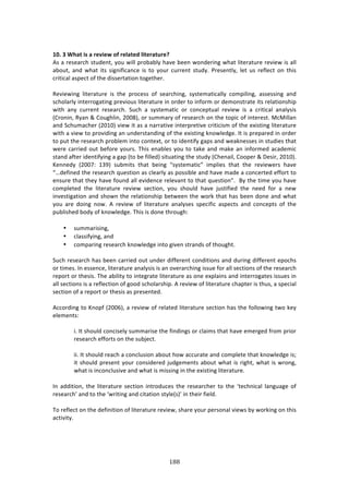 !66"
"
!
/J]!6!H:;=!WU!;!?>^W>P!O[!?>Q;=>R!QW=>?;=X?>e!!
.4!:!$%4%:$/E!43,'%13[!K#,!&7**!P$#8:8*K!E:9%!8%%1!'%$71+!&E:3!*73%$:3,$%!$%97%&!74!:**!
:8#,3[! :1'! &E:3! 734! 47+17<7/:1/%! 74! 3#! K#,$! /,$$%13! 43,'K>! )$%4%13*K[! *%3! ,4! $%<*%/3! #1! 3E74!
/$737/:*!:4P%/3!#<!3E%!'744%$3:37#1!3#+%3E%$>!
!
D%97%&71+! *73%$:3,$%! 74! 3E%! P$#/%44! #<! 4%:$/E71+[! 4K43%2:37/:**K! /#2P7*71+[! :44%4471+! :1'!
4/E#*:$*K!713%$$#+:371+!P$%97#,4!*73%$:3,$%!71!#$'%$!3#!71<#$2!#$!'%2#143$:3%!734!$%*:37#14E7P!
&73E! :1K! /,$$%13! $%4%:$/E>! C,/E! :! 4K43%2:37/! #$! /#1/%P3,:*! $%97%&! 74! :! /$737/:*! :1:*K474!
i6$#171[!DK:1!l!6#,+E*71[!5NN(j[!#$!4,22:$K!#<!$%4%:$/E!#1!3E%!3#P7/!#<!713%$%43>!Z/Z7**:1!
:1'!C/E,2:/E%$!i5N-Nj!97%&!73!:4!:!1:$$:379%!713%$P$%379%!/$737/742!#<!3E%!%X74371+!*73%$:3,$%!
&73E!:!97%&!3#!P$#97'71+!:1!,1'%$43:1'71+!#<!3E%!%X74371+!01#&*%'+%>!?3!74!P$%P:$%'!71!#$'%$!
3#!P,3!3E%!$%4%:$/E!P$#8*%2!713#!/#13%X3[!#$!3#!7'%137<K!+:P4!:1'!&%:01%44%4!71!43,'7%4!3E:3!
&%$%!/:$$7%'!#,3!8%<#$%!K#,$4>!JE74!%1:8*%4!K#,!3#!3:0%!:1'!2:0%!:1!71<#$2%'!:/:'%27/!
43:1'!:<3%$!7'%137<K71+!:!+:P!i3#!8%!<7**%'j!473,:371+!3E%!43,'K!i6E%1:7*[!6##P%$!l!H%47$[!5N-Nj>!
c%11%'K! i5NN;! -B=j! 4,82734! 3E:3! 8%71+! f4K43%2:37/h! 72P*7%4! 3E:3! 3E%! $%97%&%$4! E:9%!
fu'%<71%'!3E%!$%4%:$/E!T,%437#1!:4!/*%:$*K!:4!P#4478*%!:1'!E:9%!2:'%!:!/#1/%$3%'!%<<#$3!3#!
%14,$%!3E:3!3E%K!E:9%!<#,1'!:**!%97'%1/%!$%*%9:13!3#!3E:3!T,%437#1h>!!OK!3E%!372%!K#,!E:9%!
/#2P*%3%'! 3E%! *73%$:3,$%! $%97%&! 4%/37#1[! K#,! 4E#,*'! E:9%! A,437<7%'! 3E%! 1%%'! <#$! :! 1%&!
719%437+:37#1!:1'!4E#&1!3E%!$%*:37#14E7P!8%3&%%1!3E%!&#$0!3E:3!E:4!8%%1!'#1%!:1'!&E:3!
K#,! :$%! '#71+! 1#&>! .! $%97%&! #<! *73%$:3,$%! :1:*K4%4! 4P%/7<7/! :4P%/34! :1'! /#1/%P34! #<! 3E%!
P,8*74E%'!8#'K!#<!01#&*%'+%>!JE74!74!'#1%!3E$#,+E!
!
• 4,22:$7471+[!!
• /*:447<K71+[!:1'!!
• /#2P:$71+!$%4%:$/E!01#&*%'+%!713#!+79%1!43$:1'4!#<!3E#,+E3>!!
!
C,/E!$%4%:$/E!E:4!8%%1!/:$$7%'!#,3!,1'%$!'7<<%$%13!/#1'737#14!:1'!',$71+!'7<<%$%13!%P#/E4!
#$!372%4>!?1!%44%1/%[!*73%$:3,$%!:1:*K474!74!:1!#9%$:$/E71+!744,%!<#$!:**!4%/37#14!#<!3E%!$%4%:$/E!
$%P#$3!#$!3E%474>!JE%!:87*73K!3#!713%+$:3%!*73%$:3,$%!:4!#1%!%XP*:714!:1'!713%$$#+:3%4!744,%4!71!
:**!4%/37#14!74!:!$%<*%/37#1!#<!+##'!4/E#*:$4E7P>!.!$%97%&!#<!*73%$:3,$%!/E:P3%$!74!3E,4[!:!4P%/7:*!
4%/37#1!#<!:!$%P#$3!#$!3E%474!:4!P$%4%13%'>!
!
.//#$'71+!3#!c1#P<!i5NNLj[!:!$%97%&!#<!$%*:3%'!*73%$:3,$%!4%/37#1!E:4!3E%!<#**#&71+!3&#!0%K!
%*%2%134!
!
7>!?3!4E#,*'!/#1/74%*K!4,22:$74%!3E%!<71'71+4!#$!/*:724!3E:3!E:9%!%2%$+%'!<$#2!P$7#$!
$%4%:$/E!%<<#$34!#1!3E%!4,8A%/3>!
!
77>!?3!4E#,*'!$%:/E!:!/#1/*,47#1!:8#,3!E#&!://,$:3%!:1'!/#2P*%3%!3E:3!01#&*%'+%!74m!
73!4E#,*'!P$%4%13!K#,$!/#147'%$%'!A,'+%2%134!:8#,3!&E:3!74!$7+E3[!&E:3!74!&$#1+[!
&E:3!74!71/#1/*,479%!:1'!&E:3!74!274471+!71!3E%!%X74371+!*73%$:3,$%>!!!
!!
?1! :''737#1[! 3E%! *73%$:3,$%! 4%/37#1! 713$#',/%4! 3E%! $%4%:$/E%$! 3#! 3E%! a3%/E17/:*! *:1+,:+%! #<!
$%4%:$/ER!:1'!3#!3E%!a&$7371+!:1'!/73:37#1!43K*%i4jR!71!3E%7$!<7%*'>!
!
J#!$%<*%/3!#1!3E%!'%<71737#1!#<!*73%$:3,$%!$%97%&[!4E:$%!K#,$!P%$4#1:*!97%&4!8K!&#$071+!#1!3E74!
:/37973K>!
!
!
!
 