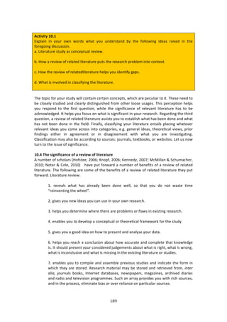 !6B"
"
!
#L=W^W=V!/J]/!
FXP*:71! 71! K#,$! #&1! &#$'4! &E:3! K#,! ,1'%$43:1'! 8K! 3E%! <#**#&71+! 7'%:4! $:74%'! 71! 3E%!
<#$%+#71+!'74/,447#1>!
:>!Q73%$:3,$%!43,'K!:4!/#1/%P3,:*!$%97%&>!
!
8>!Y#&!:!$%97%&!#<!$%*:3%'!*73%$:3,$%!P,34!3E%!$%4%:$/E!P$#8*%2!713#!/#13%X3>!
!
/>!Y#&!3E%!$%97%&!#<!$%*:3%'*73%$:3,$%!E%*P4!K#,!7'%137<K!+:P4>!
!
'>!SE:3!74!719#*9%'!71!/*:447<K71+!3E%!*73%$:3,$%>!
!
!
JE%!3#P7/!<#$!K#,$!43,'K!&7**!/#13:71!/%$3:71!/#1/%P34[!&E7/E!:$%!P%/,*7:$!3#!73>!JE%4%!1%%'!3#!
8%!/*#4%*K!43,'7%'!:1'!/*%:$*K!'74371+,74E%'!<$#2!#3E%$!*##4%!,4:+%4>!JE74!P%$/%P37#1!E%*P4!
K#,! $%4P#1'! 3#! 3E%! <7$43! T,%437#1[! &E7*%! 3E%! 47+17<7/:1/%! #<! $%*%9:13! *73%$:3,$%! E:4! 3#! 8%!
:/01#&*%'+%'>!?3!E%*P4!K#,!<#/,4!#1!&E:3!74!47+17<7/:13!71!K#,$!$%4%:$/E>!D%+:$'71+!3E%!3E7$'!
T,%437#1[!:!$%97%&!#<!$%*:3%'!*73%$:3,$%!:447434!K#,!3#!%43:8*74E!&E:3!E:4!8%%1!'#1%!:1'!&E:3!
E:4!1#3!8%%1!'#1%!71!3E%!<7%*'>!"71:**K[!/*:447<K71+!K#,$!*73%$:3,$%!%13:7*4!P*:/71+!&E:3%9%$!
$%*%9:13!7'%:4!K#,!/#2%!:/$#44!713#!/:3%+#$7%4[!%>+>!+%1%$:*!7'%:4[!3E%#$%37/:*!97%&4[!P$7#$!
<71'71+4! %73E%$! 71! :+$%%2%13! #$! 71! '74:+$%%2%13! &73E! &E:3! K#,! :$%! 719%437+:371+>!
6*:447<7/:37#1!2:K!:*4#!8%!://#$'71+!3#!4#,$/%4!A#,$1:*4[!3%X38##04[!#$!&%8473%4>!Q%3!,4!1#&!
3,$1!3#!3E%!744,%!#<!47+17<7/:1/%>!
!
/J]8!":>!UWSNW[WL;NL>!O[!;!?>^W>P!O[!QW=>?;=X?>!
.!1,28%$!#<!4/E#*:$4!iY#<43%%[!5NNLm!c1#P<[!5NNLm!c%11%'K[!5NN;m!Z/Z7**:1!l!C/E,2:/E%$[!
5N-Nm!_#3:$!l!6#*%[!5N-Nj!!!E:9%!P,3!<#$&:$'!:!1,28%$!#<!8%1%<734!#<!:!$%97%&!#<!$%*:3%'!
*73%$:3,$%>!JE%!<#**#&71+!:$%!4#2%!#<!3E%!8%1%<734!#<!:!$%97%&!#<!$%*:3%'!*73%$:3,$%!3E%K!P,3!
<#$&:$'>!Q73%$:3,$%!$%97%&!
!
->! $%9%:*4! &E:3! E:4! :*$%:'K! 8%%1! '#1%! &%**[! 4#! 3E:3! K#,! '#! 1#3! &:43%! 372%!
f$%719%1371+!3E%!&E%%*h>!
!
5>!+79%4!K#,!1%&!7'%:4!K#,!/:1!,4%!71!K#,$!#&1!$%4%:$/E>!
!
B>!E%*P4!K#,!'%3%$271%!&E%$%!3E%$%!:$%!P$#8*%24!#$!<*:&4!71!%X74371+!$%4%:$/E>!!
!
G>!%1:8*%4!K#,!3#!'%9%*#P!:!/#1/%P3,:*!#$!3E%#$%37/:*!<$:2%&#$0!<#$!3E%!43,'K>!!
I>!+79%4!K#,!:!+##'!7'%:!#1!E#&!3#!P$%4%13!:1'!:1:*K4%!K#,$!':3:>!!
L>!E%*P4!K#,!$%:/E!:!/#1/*,47#1!:8#,3!E#&!://,$:3%!:1'!/#2P*%3%!3E:3!01#&*%'+%!
74>!?3!4E#,*'!P$%4%13!K#,$!/#147'%$%'!A,'+%2%134!:8#,3!&E:3!74!$7+E3[!&E:3!74!&$#1+[!
&E:3!74!71/#1/*,479%!:1'!&E:3!74!274471+!71!3E%!%X74371+!*73%$:3,$%!#$!43,'7%4>!
!
;>!%1:8*%4!K#,!3#!/#2P7*%!:1'!:44%28*%!P$%97#,4!43,'7%4!:1'!71'7/:3%!3E%!<#$2!71!
&E7/E!3E%K!:$%!43#$%'>!D%4%:$/E!2:3%$7:*!2:K!8%!43#$%'!:1'!$%3$7%9%'!<$#2[!1*')(!
.71.F! A#,$1:*4! 8##04[! ?13%$1%3! ':3:8:4%4[! 1%&4P:P%$4[! 2:+:e71%4[! :$/E79%'! '7:$7%4!
:1'!$:'7#!:1'!3%*%9747#1!P$#+$:22%4>!C,/E!:1!:$$:K!P$#97'%4!K#,!&73E!$7/E!4#,$/%4[!
:1'!71!3E%!P$#/%44[!%*7271:3%!87:4!#$!#9%$!$%*7:1/%!#1!P:$37/,*:$!4#,$/%4>!
!
 