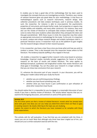 !BG"
"
(>! %1:8*%4! K#,! 3#! E:9%! :! +##'! 7'%:! #<! 3E%! 2%3E#'#*#+K! 3E:3! E:4! 8%%1! ,4%'! 3#!
719%437+:3%!3E%!/#1/%P34!3E:3!K#,!:$%!719%437+:371+!/,$$%13*K>!JE%$%<#$%[!K#,$!$%97%&!
#<!$%*%9:13!*73%$:3,$%!+79%4!K#,!+##'!7'%:4!<#$!K#,$!2%3E#'#*#+K>!?3!2:K!<#/,4!#1!
2%3E#'#*#+7/:*! :4P%/34! 4,/E! :4! $%4%:$/E! 7143$,2%134[! $%4%:$/E! '%47+1[! ':3:!
/#**%/37#1! P$#/%',$%4! :1'! ':3:! :1:*K474! 3%/E17T,%4! ,4%'! 71! P$%97#,4! 43,'7%4>! .4!
4,/E[! 3E%! $%4%:$/E%$[! <#$! 7143:1/%! 74! :8*%! 3#! /$#44W%X:271%! 3E%! P4K/E#2%3$7/!
P$#P%$37%4!#<!7143$,2%134!:1'!473,:3%!E74^E%$!43,'K>!C,/E!P$#P%$37%4!#$!:4P%/34!2:K!
71/*,'%!9:*7'73K!:1'!$%*7:87*73K[!:1'!2:1K!#3E%$!/#143$,/34>!"#$!7143:1/%[!3E%K!2,43!
:*4#! ,4%! 3E%! $%97%&! #<! *73%$:3,$%! 3#! :137/7P:3%! ':3:! :1:*K474! 3%/E17T,%4>! S%! E:9%!
/#2%!3#!1#37/%!3E:3!4#2%!43,'%134!/#**%/3!':3:!8%<#$%!3E%K!:137/7P:3%!3E%!*:33%$!:1'!
3E%K!+%3!#9%$&E%*2%'>!!S73E!3E%4%!744,%4!71!271'[!3E%!$%4%:$/E%$!2:K!3E%1!4%*%/3!
:1!:PP$#P$7:3%!7143$,2%13!#$!2%3E#'#*#+K!<#$!3E%!43,'K>!J#!3E74!%1'[!73!74!72P#$3:13!
3#!4%:$/E[!:1:*K4%!:1'!/$737T,%!$%4%:$/E!'%47+14!:1'!:1:*K37/!3%/E17T,%4!/73%'!71!!:!
P:$37/,*:$!*73%$:3,$%!4#,$/%>!.!$%4%:$/E%$!2,43!,4%!:4!3E%!P*:3<#$2!3#!+:71!7147+E34!
713#!3E%!$%4%:$/E!'%47+14!$%*%9:13!3#!3E%7$!$%4%:$/E!P,$P#4%>!
!
=>!.4!:!$%4%:$/E%$[!K#,!E:9%!:!/*%:$!<#/,4!471/%!K#,!01#&!&E:3!:1'!E#&!K#,!&74E!3#!
/#1',/3!:!$%97%&>!J72%!74!:*4#!*%44%1%'!471/%!3E%!$%4%:$/E%$!01#&4!&E%$%!3#!<71'!
*73%$:3,$%>!JE%!3%1'%1/K!3#&:$'4!&:<<*71+!74!3E,4!17PP%'!71!3E%!8,'>!
!
!-N>!%1:8*%4!:!$%4%:$/E%$!3#!4,++%43!<,$3E%$!$%4%:$/E!17/E%!:$%:4!8:4%'!#1!P$%97#,4!
01#&*%'+%>! F2P7$7/:*! 43,'7%4! 1#$2:**K! P$#97'%! 4,++%437#14! <#$! <,3,$%! #$! <,$3E%$!
$%4%:$/E! #1! 3E%! 8:474! #<! $%4,*34! :1'! $%*:3%'! *73%$:3,$%>! JE%! 4:2%! :PP*7%4! 3#!
'%403#P^/#1/%P3,:*[!T,:*73:379%!:1'!*#1+73,'71:*!43,'7%4!3E:3!$%97%&!*73%$:3,$%!:1'!
4E#&!+:P4!71!01#&*%'+%>!d#,!/:1!3E,4!P*:/%!K#,$!$%4%:$/E!71!:!*:$+%$!/#13%X3[!4#!
3E:3!K#,!/:1!4E#&!1%&!/#1/*,47#14!<$#2!K#,$!$%4%:$/E>!!
!
-->!%1E:1/%4!3E%!'74/,447#1!P:$3!#<!K#,$!$%4%:$/E>!?1!K#,$!'74/,447#1[!K#,!&7**!8%!
3%**71+!K#,$!$%:'%$4!:8#,3!&E:3!K#,$!43,'K!E:4!<#,1'!!
!
• &E%3E%$!K#,!:$%!/#1<7$271+!P$%97#,4!<71'71+4m!!
• &E%3E%$!K#,!E:9%!<#,1'!4#2%3E71+!1%&m!:1'!
• &E%3E%$! &E:3! K#,! E:9%! <#,1'! 74! P:$3! /#1<7$2:37#1! #$! P:$3! $%<,3:37#1! #<!
&E:3!#3E%$!$%4%:$/E%$4!E:9%!<#,1'>!!
!
d#,!4E#,*'!$%:*74%!3E:3!73!74!72P#4478*%!<#$!K#,!3#!%1+:+%!71!:!2%:171+<,*!'74/,447#1!#<!K#,$!
$%4,*34!7<!K#,!E:9%!:!40%3/EK!$%97%&!#<!*73%$:3,$%>!JE%!:/37973K!8%*#&!$%T,7$%4!3E:3!K#,!$%W
%X:271%!3E%!<#$%+#71+!'74/,447#1[!:1'!/#22%13!#1!4#2%!#<!3E%!P#7134!$:74%'>!
!
#L=W^W=V!/J]4!
JE%!<7$43!3E$%%!P#7134!:$%!3E:3!:!$%97%&!#<!$%*:3%'!*73%$:3,$%!$%9%:*4!&E:3!E:4!:*$%:'K!8%%1!
'#1%!&%**m!+79%4!1%&!7'%:4!K#,!/:1!,4%m!E%*P4!K#,!'%3%$271%!&E%$%!3E%$%!:$%!<*:&4!#$!+:P4!
71!%X74371+!$%4%:$/E>!OK!/*#4%*K!$%<%$$71+!3#!3E%!3#P7/!K#,!:$%!43,'K71+[!
!%XP*:71! 3E%! %X3%13! 3#! &E7/E! 3E%! *73%$:3,$%! K#,! E:9%! $%97%&%'! 4#! <:$! /#2P*7%4! &73E! 3E%4%!
3E$%%!%XP%/3:37#14>!
!
!
JE74!:/37973K!/:**4!<#$!4%*<!%9:*,:37#1>!?<!K#,!<71'!3E:3!K#,!:$%!/#2P*7:13!&73E!3E%!3E$%%[!73!
2%:14!K#,!:$%!#1!3$:/0g!_#3%!3E:3!:*3E#,+E!#1*K!3E$%%!E:9%!8%%1!471+*%'!#,3!#<!3%1[!K#,!
4E#,*'!/:$$K!#,3!:!4727*:$!%9:*,:37#1!%X%$/74%!&73E!3E%!$%43>!
!
 