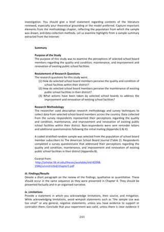 #%$"
"
719%437+:37#1>! d#,! 4E#,*'! +79%! :! 8$7%<! 43:3%2%13! $%+:$'71+! /#13%134! #<! 3E%! *73%$:3,$%!
$%97%&%'[!%4P%/7:**K!K#,$!3E%#$%37/:*!+$#,1'71+!#$!3E%!2#'%*!P$%<%$$%'>!6:P3,$%!72P#$3:13!
%*%2%134!<$#2!3E%!2%3E#'#*#+K!/E:P3%$[!$%<*%/371+!3E%!P#P,*:37#1!<$#2!&E7/E!3E%!4:2P*%!
&:4!'$:&1[!:1'!':3:!/#**%/37#1!2%3E#'4>!Q%3!,4!%X:271%!E7+E*7+E34!<$#2!:!4:2P*%!4,22:$K!
%X3$:/3%'!<$#2!3E%!?13%$1%3!
!
!
+XTT;?V!!
)
-X?<OU>!O[!=:>!+=XRV!!
JE%!P,$P#4%!#<!3E74!43,'K!&:4!3#!%X:271%!3E%!P%$/%P37#14!#<!4%*%/3%'!4/E##*!8#:$'!
2%28%$4!$%+:$'71+!3E%!T,:*73K!:1'!/#1'737#1[!2:713%1:1/%[!:1'!72P$#9%2%13!:1'!
$%1#9:37#1!#<!%X74371+!P,8*7/!4/E##*!<:/7*737%4>!!
!
.>U=;=>T>N=!O[!.>U>;?L:!AX>U=WONU!!
JE%!$%4%:$/E!T,%437#14!<#$!3E74!43,'K!&%$%!!
i-j!Y#&!'#!4%*%/3%'!4/E##*!8#:$'!2%28%$4!P%$/%79%!3E%!T,:*73K!:1'!/#1'737#1!#<!
4/E##*!<:/7*737%4!&73E71!3E%7$!'743$7/3U!!
i5j!Y#&!'#!4%*%/3%'!4/E##*!8#:$'!2%28%$4!P%$/%79%!3E%!2:713%1:1/%!#<!%X74371+!
P,8*7/!4/E##*!<:/7*737%4!71!3E%7$!'743$7/3U!!
iBj! SE:3! :/37#14! E:9%! 8%%1! 3:0%1! 8K! 4%*%/3%'! 4/E##*! 8#:$'4! 3#! :''$%44! 3E%!
72P$#9%2%13!:1'!$%1#9:37#1!#<!%X74371+!4/E##*!<:/7*737%4U!!
!
.>U>;?L:!2>=:OROQOSV!!
JE%! $%4%:$/E%$! ,4%'! '%4/$7P379%! $%4%:$/E! 2%3E#'#*#+K! :1'! 4,$9%K! 3%/E17T,%4! 3#!
/#**%/3!':3:!<$#2!4%*%/3%'!4/E##*!8#:$'!2%28%$4!:/$#44!3E%!/#,13$K>!H:3:!/#**%/3%'!
<$#2! 3E%! 4,$9%K! $%4P#1'%134! $%P$%4%13%'! 3E%7$! P%$/%P37#14! $%+:$'71+! 3E%! T,:*73K!
:1'! /#1'737#1[! 2:713%1:1/%[! :1'! 72P$#9%2%13! :1'! $%1#9:37#1! #<! %X74371+! P,8*7/!
4/E##*! <:/7*737%4! &73E71! 3E%7$! '743$7/3>! _#1W$%4P#1'%134! &%$%! 4%13! $%271'%$! *%33%$4!
:1'!:''737#1:*!T,%437#11:7$%4!<#**#&71+!3E%!71737:*!2:7*71+!i.PP%1'7X!]!l!Yj>!!
!
.!/#'%'!43$:37<7%'!$:1'#2!4:2P*%!&:4!4%*%/3%'!<$#2!3E%!P#P,*:37#1!#<!4/E##*!8#:$'!
2%28%$!4,84/$78%$4!3#!JE%!.2%$7/:1!C/E##*!O#:$'!b#,$1:*!iJ:8*%!5j>!D%4P#1'%134!
/#2P*%3%'! :! 4,$9%K! T,%437#11:7$%! 3E:3! :''$%44%'! 3E%7$! P%$/%P37#14! $%+:$'71+! 3E%!
T,:*73K! :1'! /#1'737#1[! 2:713%1:1/%[! :1'! 72P$#9%2%13! :1'! $%1#9:37#1! #<! %X74371+!
P,8*7/!4/E##*!<:/7*737%4!71!3E%7$!'743$7/3!i.PP%1'7X!Oj>!!
)
FX/%$P3!<$#2!!
!E33P^^4/E#*:$>*78>93>%',^3E%4%4^:9:7*:8*%^%3'W(5N=(W
-=GL^,1$%43$7/3%'^/E:P3%$I>P'<!
)
&&&M)e&'6&'(.Y3#.,9/.)
H%9#3%!:!4E#$3!P:$:+$:PE!#1!3E%!$%97%&!#<!3E%!<71'71+4[!T,:*73:379%!#$!T,:1373:379%>!JE%4%!
4E#,*'!#//,$!71!3E%!4:2%!4%T,%1/%!:4!3E%K!&%$%!P$%4%13%'!71!6E:P3%$!G>!JE%K!4E#,*'!8%!
P$%4%13%'!<:/3,:**K!:1'!71!:1!#$+:174%'!1:$$:379%>!
!
&=M)d&8&/%/&+'.)
)$#97'%! :! 43:3%2%13! 71! &E7/E! K#,! :/01#&*%'+%! *7273:37#14[! 3E%7$! 4#,$/%[! :1'! 2737+:37#1>!
SE7*%!:/01#&*%'+71+!*7273:37#14[!:9#7'!&72P74E!43:3%2%134!4,/E!:4!v3E%!4:2P*%!47e%!&:4!
3##! 42:**v! #$! :1K! +%1%$:*[! 1%+:379%! 43:3%2%134[! ,1*%44! K#,! E:9%! %97'%1/%! 3#! 4,PP#$3! #$!
/#13$:'7/3!3E%2]!6#1/*,'%!3E:3!K#,$!%XP%$72%13!&:4!9:*7'[!,1*%44!3E%$%!74!/*%:$!%97'%1/%!73!
 