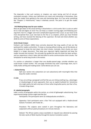 #'#"
"
!!
JE%! '#&147'%! 74! 3E:3! 4,/E! 4%/37#14! #$! /E:P3%$4! /:1! 4%%2! 8#$71+! :1'! <,**! #<! 1#3WK%3W
2#379:3%'!/#1/%P34>!`1*%44!K#,$!'%<71737#14!:$%!1#9%*!:1'!713%$%4371+!71!3E%24%*9%4[!3E%K!
8*#/0!3E%!$%:'%$!<$#2!+%3371+!3#!3E%!1%&!:1'!713%$%4371+!7'%:4>!C#!7<!K#,!&$73%!4#2%3E71+!
*70%! v6E:P3%$! 5! )$%*7271:$7%4[v! 0%%P! 73! $%*:379%*K! /#1/74%>! JE%! P#713! 74! 3#! +%3! 3E%! $%:'%$!
#$7%13%'>!
!
/8]G!2;MWNS!=:WNSU!>;UV![O?!VOX?!?>;R>?U!
_#&!&%!+%3!'#&1!3#!3E%!:/3,:*!&$7371+>!.!'744%$3:37#1!74!:!*#3!3#!&$73%>!O,3!73!74!:*4#!:1!:&<,*!
*#3!3#!$%:'!:1'!'7+%43!:3!#1/%g!d#,!:.*!0%%P!,4!$%:'%$4!3,$171+!P:+%4!:1'!<#**#&71+!K#,$!
:$+,2%13>!O,3!73s4!:!87++%$!:1'!2#$%!/#2P*7/:3%'!:$+,2%13!3E:1!,4,:*[!4#!K#,!E:9%!3#!8%!
2#$%!'74/7P*71%'!3E:1!,4,:*>!]%3!8:/0!3#!3E%!<79%!#$!4#!/E:P3%$4[!&E7/E!K#,!E:9%!<7174E%'!
&$7371+[!:1'!E:9%!$%/%79%'!3E%!8*%4471+!#<!3E%!4,P%$974#$>!D%W$%:'!:1'!/E%/0!&E%3E%$!K#,!
:87'%!8K!4#2%!#<!3E%4%!%XP%/3:37#14>!
!
/8]G]/!$?>;M!W=!ROPN!
":7$8:7$1! :1'! ":7$8:7$1! i5NN-j! E:9%! /#$$%/3*K! #84%$9%'! 3E:3! *#1+! 4&:3E4! #<! 3%X3! :$%! *70%!
T,7/04:1'!<#$!$%:'%$4!:1'!&$73%$4>!J#!0%%P!,4!2#971+!&73E#,3!471071+[!,4%!:**!3E%!'%97/%4!:3!
K#,$!'74P#4:*!3#!8$%:0!3E%!3%X3!'#&1!713#!4E#$3!/E,104>!?$#17/:**K[!4E#$3!/E,104!:$%!23()!
,)7<467! 71! :! *#1+%$! '#/,2%13>! JE%K! 0%%P! K#,$! :$+,2%13! 37+E3*K! #$+:17e%'! :1'! 0%%P! 3E%!
$%:'%$!<#/,4%'!:1'!#$7%13%'>!JE74!P$71/7P*%!E:4!+,7'%'!3E%!&:K!3E74!8##0!E:4!8%%1!&$733%1[!
:1'!#,$!%XP%$7%1/%!74!3E:3!73!3:0%4!407**!:1'!%<<#$3!3#!&$73%!/#22,17/:379%!4E#$3!/E,104>!JE%!
3%2P3:37#1!3#!&$73%!*#1+!/E,104!74!3E%!%:47%43>!!
!
?<! :! 4%/37#1! #$! 4,84%/37#1! 74! *#1+%$! 3E:1! #1%! '#,8*%W4P:/%'! P:+%[! /#147'%$! &E%3E%$! K#,!
/#,*'! 8$%:0! 73! '#&1! <,$3E%$>! JE74! #1%WP:+%! 3E$%4E#*'! 2:K! 4%%2! 4,$P$7471+*K! 4E#$3[! 8,3! 73!
$%:**K!2:0%4!&$7371+!:1'!$%:'71+!%:47%$>!C#2%!'%97/%4!K#,!/:1!,4%!
!
&M)?,S.#1/&+'&'())
CP*73!K#,$!4%/37#1!713#!4,84%/37#14!i#$!4,8!4,84%/37#14j!&73E!2%:171+<,*!373*%4!3E:3!
0%%P!3E%!$%:'%$!#$7%13%'>!
)
&&M)d&./.!!
?<!K#,!:$%!&$7371+!:!P:$:+$:PE!:1'!<%%*!*70%!K#,!:$%!71-'1*+!:1K3E71+!i%>+>[!:'9:13:+%4!
#$!'74:'9:13:+%4!#<!4#2%!:PP$#:/Ej[!3E%1!,4%!:1!%XP*7/73!8,**%3%'!*743>!C#2%372%4!
3E74!27+E3!K7%*'!:!*743!&73E!#1*K!3&#!#$!3E$%%!$:3E%$!*#1+!8,**%3!P#7134[!8,3!3E:3!74!<71%>!
73!8$%:04!3E71+4!'#&1>!!
)
&&&M)d%S#9#6)$%"%("%$4.!!
Q:8%*!:!4%$7%4!#<!P:$:+$:PE4!&73E71!3E%!4%/37#1[!:4!:!071'!#<!*7+E3&%7+E3!4,84%/37#171+>!d#,$!
%XP%$72%13:*!'%47+1!4%/37#1!27+E3!*##0!*70%!3E74!
>.('1:1<.*'4F!JE%!P:$37/7P:134!&%$%!B5!,1'%$+$:',:3%4!%1$#**%'!71!>>>!
!
A<<.(.'6-B! F:/E! P:$37/7P:13! &#$%! :! C3:$! J$%0! 4,73! %T,7PP%'! &73E! :! Y:48$#W8$:1'!
]:*:/37/!J$:14*:3#$[!8%*3!2#'%*!B.!>>>!
!
>(3:)/6()B! JE%! 4,8A%/34! &%$%! 4%:3%'! 71! P:7$4! 3E$#,+E#,3! 3E%! *:8#$:3#$K! :1'!
4,8A%/3%'!3#!.<$7/:1!P#%3$K!8$#:'/:43!:3!BW271,3%!713%$9:*4!!
!
@.'.-)'B!JE%!.<$7/:1!P#%3$K!/#$P,4!i:9:7*:8*%!#1!$%T,%43j!&:4!#83:71%'!8K!P:4471+!
3E%!*:3%$!&#$04!#<!S#*%!C#K710:!3E$#,+E!3E%!CK43$:1!3$:14*:37#1!4K43%2>!
 