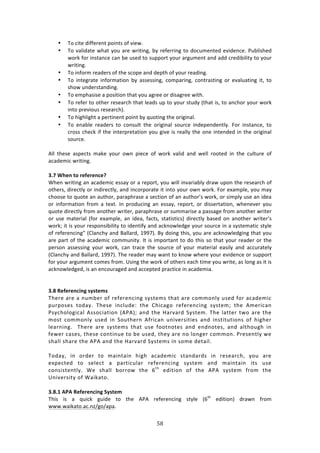 &6"
"
• J#!/73%!'7<<%$%13!P#7134!#<!97%&>!
• J#!9:*7':3%!&E:3!K#,!:$%!&$7371+[!8K!$%<%$$71+!3#!'#/,2%13%'!%97'%1/%>!),8*74E%'!
&#$0!<#$!7143:1/%!/:1!8%!,4%'!3#!4,PP#$3!K#,$!:$+,2%13!:1'!:''!/$%'787*73K!3#!K#,$!
&$7371+>!
• J#!71<#$2!$%:'%$4!#<!3E%!4/#P%!:1'!'%P3E!#<!K#,$!$%:'71+>!
• J#! 713%+$:3%! 71<#$2:37#1! 8K! :44%4471+[! /#2P:$71+[! /#13$:4371+! #$! %9:*,:371+! 73[! 3#!
4E#&!,1'%$43:1'71+>!
• J#!%2PE:474%!:!P#4737#1!3E:3!K#,!:+$%%!#$!'74:+$%%!&73E>!
• J#!$%<%$!3#!#3E%$!$%4%:$/E!3E:3!*%:'4!,P!3#!K#,$!43,'K!i3E:3!74[!3#!:1/E#$!K#,$!&#$0!
713#!P$%97#,4!$%4%:$/Ej>!
• J#!E7+E*7+E3!:!P%$371%13!P#713!8K!T,#371+!3E%!#$7+71:*>!
• J#! %1:8*%! $%:'%$4! 3#! /#14,*3! 3E%! #$7+71:*! 4#,$/%! 71'%P%1'%13*K>! "#$! 7143:1/%[! 3#!
/$#44!/E%/0!7<!3E%!713%$P$%3:37#1!K#,!+79%!74!$%:**K!3E%!#1%!713%1'%'!71!3E%!#$7+71:*!
4#,$/%>!!
!
.**! 3E%4%! :4P%/34! 2:0%! K#,$! #&1! P7%/%! #<! &#$0! 9:*7'! :1'! &%**! $##3%'! 71! 3E%! /,*3,$%! #<!
:/:'%27/!&$7371+>!!!
!
6]D!H:>N!=O!?>[>?>NL>e!
SE%1!&$7371+!:1!:/:'%27/!%44:K!#$!:!$%P#$3[!K#,!&7**!719:$7:8*K!'$:&!,P#1!3E%!$%4%:$/E!#<!
#3E%$4[!'7$%/3*K!#$!71'7$%/3*K[!:1'!71/#$P#$:3%!73!713#!K#,$!#&1!&#$0>!"#$!%X:2P*%[!K#,!2:K!
/E##4%!3#!T,#3%!:1!:,3E#$[!P:$:PE$:4%!:!4%/37#1!#<!:1!:,3E#$R4!&#$0[!#$!472P*K!,4%!:1!7'%:!
#$! 71<#$2:37#1! <$#2! :! 3%X3>! ?1! P$#',/71+! :1! %44:K[! $%P#$3[! #$! '744%$3:37#1[! &E%1%9%$! K#,!
T,#3%!'7$%/3*K!<$#2!:1#3E%$!&$73%$[!P:$:PE$:4%!#$!4,22:$74%!:!P:44:+%!<$#2!:1#3E%$!&$73%$!
#$! ,4%! 2:3%$7:*! i<#$! %X:2P*%[! :1! 7'%:[! <:/34[! 43:37437/4j! '7$%/3*K! 8:4%'! #1! :1#3E%$! &$73%$R4!
&#$0m!73!74!K#,$!$%4P#14787*73K!3#!7'%137<K!:1'!:/01#&*%'+%!K#,$!4#,$/%!71!:!4K43%2:37/!43K*%!
#<!$%<%$%1/71+h!i6*:1/EK!:1'!O:**:$'[!-==;j>!OK!'#71+!3E74[!K#,!:$%!:/01#&*%'+71+!3E:3!K#,!
:$%!P:$3!#<!3E%!:/:'%27/!/#22,173K>!?3!74!72P#$3:13!3#!'#!3E74!4#!3E:3!K#,$!$%:'%$!#$!3E%!
P%$4#1! :44%4471+! K#,$! &#$0[! /:1! 3$:/%! 3E%! 4#,$/%! #<! K#,$! 2:3%$7:*! %:47*K! :1'! ://,$:3%*K!
i6*:1/EK!:1'!O:**:$'[!-==;j>!JE%!$%:'%$!2:K!&:13!3#!01#&!&E%$%!K#,$!%97'%1/%!#$!4,PP#$3!
<#$!K#,$!:$+,2%13!/#2%4!<$#2>!`471+!3E%!&#$0!#<!#3E%$4!%:/E!372%!K#,!&$73%[!:4!*#1+!:4!73!74!
:/01#&*%'+%'[!74!:1!%1/#,$:+%'!:1'!://%P3%'!P$:/37/%!71!:/:'%27:>!!
!
!
6]G!.>[>?>NLWNS!UVU=>TU!
JE%$%!:$%!:!1,28%$!#<!$%<%$%1/71+!4K43%24!3E:3!:$%!/#22#1*K!,4%'!<#$!:/:'%27/!
P,$P#4%4! 3#':K>! JE%4%! 71/*,'%! 3E%! 6E7/:+#! $%<%$%1/71+! 4K43%2m! 3E%! .2%$7/:1!
)4K/E#*#+7/:*! .44#/7:37#1! i.).jm! :1'! 3E%! Y:$9:$'! CK43%2>! JE%! *:33%$! 3&#! :$%! 3E%!
2#43! /#22#1*K! ,4%'! 71! C#,3E%$1! .<$7/:1! ,179%$4737%4! :1'! 714373,37#14! #<! E7+E%$!
*%:$171+>! ! JE%$%! :$%! 4K43%24! 3E:3! ,4%! <##31#3%4! :1'! %1'1#3%4[! :1'! :*3E#,+E! 71!
<%&%$!/:4%4[!3E%4%!/#1371,%!3#!8%!,4%'[!3E%K!:$%!1#!*#1+%$!/#22#1>!)$%4%13*K!&%!
4E:**!4E:$%!3E%!.).!:1'!3E%!Y:$9:$'!CK43%24!71!4#2%!'%3:7*>!
!
J#':K[! 71! #$'%$! 3#! 2:713:71! E7+E! :/:'%27/! 43:1':$'4! 71! $%4%:$/E[! K#,! :$%!
%XP%/3%'! 3#! 4%*%/3! :! P:$37/,*:$! $%<%$%1/71+! 4K43%2! :1'! 2:713:71! 734! ,4%!
/#14743%13*K>! S%! 4E:**! 8#$$#&! 3E%! L3E
! %'737#1! #<! 3E%! .).! 4K43%2! <$#2! 3E%!
`179%$473K!#<!S:70:3#>!!
!
6]G]/!#-#!.>[>?>NLWNS!+VU=>T!
JE74! 74! :! T,7/0! +,7'%! 3#! 3E%! .).! $%<%$%1/71+! 43K*%! iL3E
! %'737#1j! '$:&1! <$#2!
&&&>&:70:3#>:/>1e^+#^:P:>!
 