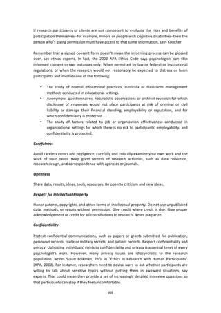 '6"
"
?<!$%4%:$/E!P:$37/7P:134!#$!/*7%134!:$%!1#3!/#2P%3%13!3#!%9:*,:3%!3E%!$7404!:1'!8%1%<734!#<!
P:$37/7P:37#1!3E%24%*9%4WW<#$!%X:2P*%[!271#$4!#$!P%#P*%!&73E!/#+17379%!'74:87*737%4WW3E%1!3E%!
P%$4#1!&E#s4!+7971+!P%$27447#1!2,43!E:9%!://%44!3#!3E:3!4:2%!71<#$2:37#1[!4:K4!c##/E%$>!
D%2%28%$!3E:3!:!47+1%'!/#14%13!<#$2!'#%41s3!2%:1!3E%!71<#$271+!P$#/%44!/:1!8%!+*#44%'!
#9%$[! 4:K! %3E7/4! %XP%$34>! ?1! <:/3[! 3E%! 5NN5! .).! F3E7/4! 6#'%! 4:K4! P4K/E#*#+7434! /:1! 407P!
71<#$2%'!/#14%13!71!3&#!7143:1/%4!#1*K!SE%1!P%$2733%'!8K!*:&!#$!<%'%$:*!#$!714373,37#1:*!
$%+,*:37#14[!#$!&E%1!3E%!$%4%:$/E!&#,*'!1#3!$%:4#1:8*K!8%!%XP%/3%'!3#!'743$%44!#$!E:$2!
P:$37/7P:134!:1'!719#*9%4!#1%!#<!3E%!<#**#&71+!
• JE%! 43,'K! #<! 1#$2:*! %',/:37#1:*! P$:/37/%4[! /,$$7/,*:! #$! /*:44$##2! 2:1:+%2%13!
2%3E#'4!/#1',/3%'!71!%',/:37#1:*!4%3371+4>!
• .1#1K2#,4!T,%437#11:7$%4[!1:3,$:*7437/!#84%$9:37#14!#$!:$/E79:*!$%4%:$/E!<#$!&E7/E!
'74/*#4,$%! #<! $%4P#14%4! &#,*'! 1#3! P*:/%! P:$37/7P:134! :3! $740! #<! /$7271:*! #$! /797*!
*7:87*73K! #$! ':2:+%! 3E%7$! <71:1/7:*! 43:1'71+[! %2P*#K:87*73K! #$! $%P,3:37#1[! :1'! <#$!
&E7/E!/#1<7'%137:*73K!74!P$#3%/3%'>!
• JE%! 43,'K! #<! <:/3#$4! $%*:3%'! 3#! A#8! #$! #$+:17e:37#1! %<<%/379%1%44! /#1',/3%'! 71!
#$+:17e:37#1:*!4%3371+4!<#$!&E7/E!3E%$%!74!1#!$740!3#!P:$37/7P:134s!%2P*#K:87*73K[!:1'!
/#1<7'%137:*73K!74!P$#3%/3%'>!
A%"#R,9'#..)
.9#7'!/:$%*%44!%$$#$4!:1'!1%+*7+%1/%m!/:$%<,**K!:1'!/$737/:**K!%X:271%!K#,$!#&1!&#$0!:1'!3E%!
&#$0! #<! K#,$! P%%$4>! c%%P! +##'! $%/#$'4! #<! $%4%:$/E! :/379737%4[! 4,/E! :4! ':3:! /#**%/37#1[!
$%4%:$/E!'%47+1[!:1'!/#$$%4P#1'%1/%!&73E!:+%1/7%4!#$!A#,$1:*4>!
U$#''#..)
CE:$%!':3:[!$%4,*34[!7'%:4[!3##*4[!$%4#,$/%4>!O%!#P%1!3#!/$737/742!:1'!1%&!7'%:4>!
3#.$#1/)R+")X'/#99#1/,%9)!"+$#"/:)
Y#1#$!P:3%134[!/#PK$7+E34[!:1'!#3E%$!<#$24!#<!713%**%/3,:*!P$#P%$3K>!H#!1#3!,4%!,1P,8*74E%'!
':3:[!2%3E#'4[!#$!$%4,*34!&73E#,3!P%$27447#1>!]79%!/$%'73!&E%$%!/$%'73!74!',%>!]79%!P$#P%$!
:/01#&*%'+%2%13!#$!/$%'73!<#$!:**!/#13$78,37#14!3#!$%4%:$/E>!_%9%$!P*:+7:$7e%>!
A+'R&6#'/&%9&/:)
)$#3%/3! /#1<7'%137:*! /#22,17/:37#14[! 4,/E! :4! P:P%$4! #$! +$:134! 4,82733%'! <#$! P,8*7/:37#1[!
P%$4#11%*!$%/#$'4[!3$:'%!#$!27*73:$K!4%/$%34[!:1'!P:37%13!$%/#$'4>!D%4P%/3!/#1<7'%137:*73K!:1'!
P$79:/K>!`PE#*'71+!71'797',:*4s!$7+E34!3#!/#1<7'%137:*73K!:1'!P$79:/K!74!:!/%13$:*!3%1%3!#<!%9%$K!
P4K/E#*#+743s4! &#$0>! Y#&%9%$[! 2:1K! P$79:/K! 744,%4! :$%! 7'7#4K1/$:37/! 3#! 3E%! $%4%:$/E!
P#P,*:37#1[! &$73%4! C,4:1! "#*02:1[! )EH[! 71! vF3E7/4! 71! D%4%:$/E! &73E! Y,2:1! ):$37/7P:134v!
i.).[!5NNNj>!"#$!7143:1/%[!$%4%:$/E%$4!1%%'!3#!'%974%!&:K4!3#!:40!&E%3E%$!P:$37/7P:134!:$%!
&7**71+! 3#! 3:*0! :8#,3! 4%147379%! 3#P7/4! &73E#,3! P,3371+! 3E%2! 71! :&0&:$'! 473,:37#14[! 4:K!
%XP%$34>!JE:3!/#,*'!2%:1!3E%K!P$#97'%!:!4%3!#<!71/$%:471+*K!'%3:7*%'!713%$97%&!T,%437#14!4#!
3E:3!P:$37/7P:134!/:1!43#P!7<!3E%K!<%%*!,1/#2<#$3:8*%>!
 