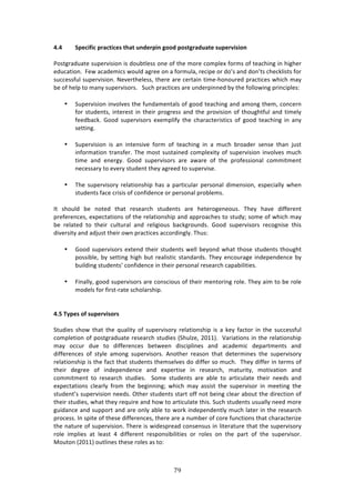 (B"
"
8]8! +<>LW[WL!<?;L=WL>U!=:;=!XNR>?<WN!SOOR!<OU=S?;RX;=>!UX<>?^WUWON!!
!
)#43+$:',:3%!4,P%$9747#1!74!'#,83*%44!#1%!#<!3E%!2#$%!/#2P*%X!<#$24!#<!3%:/E71+!71!E7+E%$!
%',/:37#1>!!"%&!:/:'%27/4!&#,*'!:+$%%!#1!:!<#$2,*:[!$%/7P%!#$!'#R4!:1'!'#1R34!/E%/0*7434!<#$!
4,//%44<,*!4,P%$9747#1>!_%9%$3E%*%44[!3E%$%!:$%!/%$3:71!372%WE#1#,$%'!P$:/37/%4!&E7/E!2:K!
8%!#<!E%*P!3#!2:1K!4,P%$974#$4>!!!C,/E!P$:/37/%4!:$%!,1'%$P711%'!8K!3E%!<#**#&71+!P$71/7P*%4!
!
• C,P%$9747#1!719#*9%4!3E%!<,1':2%13:*4!#<!+##'!3%:/E71+!:1'!:2#1+!3E%2[!/#1/%$1!
<#$!43,'%134[!713%$%43!71!3E%7$!P$#+$%44!:1'!3E%!P$#9747#1!#<!3E#,+E3<,*!:1'!372%*K!
<%%'8:/0>! ]##'! 4,P%$974#$4! %X%2P*7<K! 3E%! /E:$:/3%$7437/4! #<! +##'! 3%:/E71+! 71! :1K!
4%3371+>!
!
• C,P%$9747#1! 74! :1! 713%1479%! <#$2! #<! 3%:/E71+! 71! :! 2,/E! 8$#:'%$! 4%14%! 3E:1! A,43!
71<#$2:37#1!3$:14<%$>!JE%!2#43!4,43:71%'!/#2P*%X73K!#<!4,P%$9747#1!719#*9%4!2,/E!
372%! :1'! %1%$+K>! ]##'! 4,P%$974#$4! :$%! :&:$%! #<! 3E%! P$#<%447#1:*! /#22732%13!
1%/%44:$K!3#!%9%$K!43,'%13!3E%K!:+$%%'!3#!4,P%$974%>!
!
• JE%! 4,P%$974#$K! $%*:37#14E7P! E:4! :! P:$37/,*:$! P%$4#1:*! '72%147#1[! %4P%/7:**K! &E%1!
43,'%134!<:/%!/$7474!#<!/#1<7'%1/%!#$!P%$4#1:*!P$#8*%24>!
!
?3! 4E#,*'! 8%! 1#3%'! 3E:3! $%4%:$/E! 43,'%134! :$%! E%3%$#+%1%#,4>! JE%K! E:9%! '7<<%$%13!
P$%<%$%1/%4[!%XP%/3:37#14!#<!3E%!$%*:37#14E7P!:1'!:PP$#:/E%4!3#!43,'Km!4#2%!#<!&E7/E!2:K!
8%! $%*:3%'! 3#! 3E%7$! /,*3,$:*! :1'! $%*7+7#,4! 8:/0+$#,1'4>! ]##'! 4,P%$974#$4! $%/#+174%! 3E74!
'79%$473K!:1'!:'A,43!3E%7$!#&1!P$:/37/%4!://#$'71+*K>!JE,4!
!
• ]##'!4,P%$974#$4!%X3%1'!3E%7$!43,'%134!&%**!8%K#1'!&E:3!3E#4%!43,'%134!3E#,+E3!
P#4478*%[!8K!4%3371+!E7+E!8,3!$%:*7437/!43:1':$'4>!JE%K!%1/#,$:+%!71'%P%1'%1/%!8K!
8,7*'71+!43,'%134R!/#1<7'%1/%!71!3E%7$!P%$4#1:*!$%4%:$/E!/:P:87*737%4>!
!
• "71:**K[!+##'!4,P%$974#$4!:$%!/#14/7#,4!#<!3E%7$!2%13#$71+!$#*%>!JE%K!:72!3#!8%!$#*%!
2#'%*4!<#$!<7$43W$:3%!4/E#*:$4E7P>!
!
!
8]@!"V<>U!O[!UX<>?^WUO?U!
!
C3,'7%4! 4E#&! 3E:3! 3E%! T,:*73K! #<! 4,P%$974#$K! $%*:37#14E7P! 74! :! 0%K! <:/3#$! 71! 3E%! 4,//%44<,*!
/#2P*%37#1!#<!P#43+$:',:3%!$%4%:$/E!43,'7%4!iCE,*e%[!5N--j>!!M:$7:37#14!71!3E%!$%*:37#14E7P!
2:K! #//,$! ',%! 3#! '7<<%$%1/%4! 8%3&%%1! '74/7P*71%4! :1'! :/:'%27/! '%P:$32%134! :1'!
'7<<%$%1/%4! #<! 43K*%! :2#1+! 4,P%$974#$4>! .1#3E%$! $%:4#1! 3E:3! '%3%$271%4! 3E%! 4,P%$974#$K!
$%*:37#14E7P!74!3E%!<:/3!3E:3!43,'%134!3E%24%*9%4!'#!'7<<%$!4#!2,/E>!!JE%K!'7<<%$!71!3%$24!#<!
3E%7$! '%+$%%! #<! 71'%P%1'%1/%! :1'! %XP%$374%! 71! $%4%:$/E[! 2:3,$73K[! 2#379:37#1! :1'!
/#22732%13! 3#! $%4%:$/E! 43,'7%4>! ! C#2%! 43,'%134! :$%! :8*%! 3#! :$37/,*:3%! 3E%7$! 1%%'4! :1'!
%XP%/3:37#14! /*%:$*K! <$#2! 3E%! 8%+71171+m! &E7/E! 2:K! :44743! 3E%! 4,P%$974#$! 71! 2%%371+! 3E%!
43,'%13R4!4,P%$9747#1!1%%'4>!@3E%$!43,'%134!43:$3!#<<!1#3!8%71+!/*%:$!:8#,3!3E%!'7$%/37#1!#<!
3E%7$!43,'7%4[!&E:3!3E%K!$%T,7$%!:1'!E#&!3#!:$37/,*:3%!3E74>!C,/E!43,'%134!,4,:**K!1%%'!2#$%!
+,7':1/%!:1'!4,PP#$3!:1'!:$%!#1*K!:8*%!3#!&#$0!71'%P%1'%13*K!2,/E!*:3%$!71!3E%!$%4%:$/E!
P$#/%44>!?1!4P73%!#<!3E%4%!'7<<%$%1/%4[!3E%$%!:$%!:!1,28%$!#<!/#$%!<,1/37#14!3E:3!/E:$:/3%$7e%!
3E%!1:3,$%!#<!4,P%$9747#1>!JE%$%!74!&7'%4P$%:'!/#14%14,4!71!*73%$:3,$%!3E:3!3E%!4,P%$974#$K!
$#*%! 72P*7%4! :3! *%:43! G! '7<<%$%13! $%4P#14787*737%4! #$! $#*%4! #1! 3E%! P:$3! #<! 3E%! 4,P%$974#$>!
Z#,3#1!i5N--j!#,3*71%4!3E%4%!$#*%4!:4!3#!!
!
 