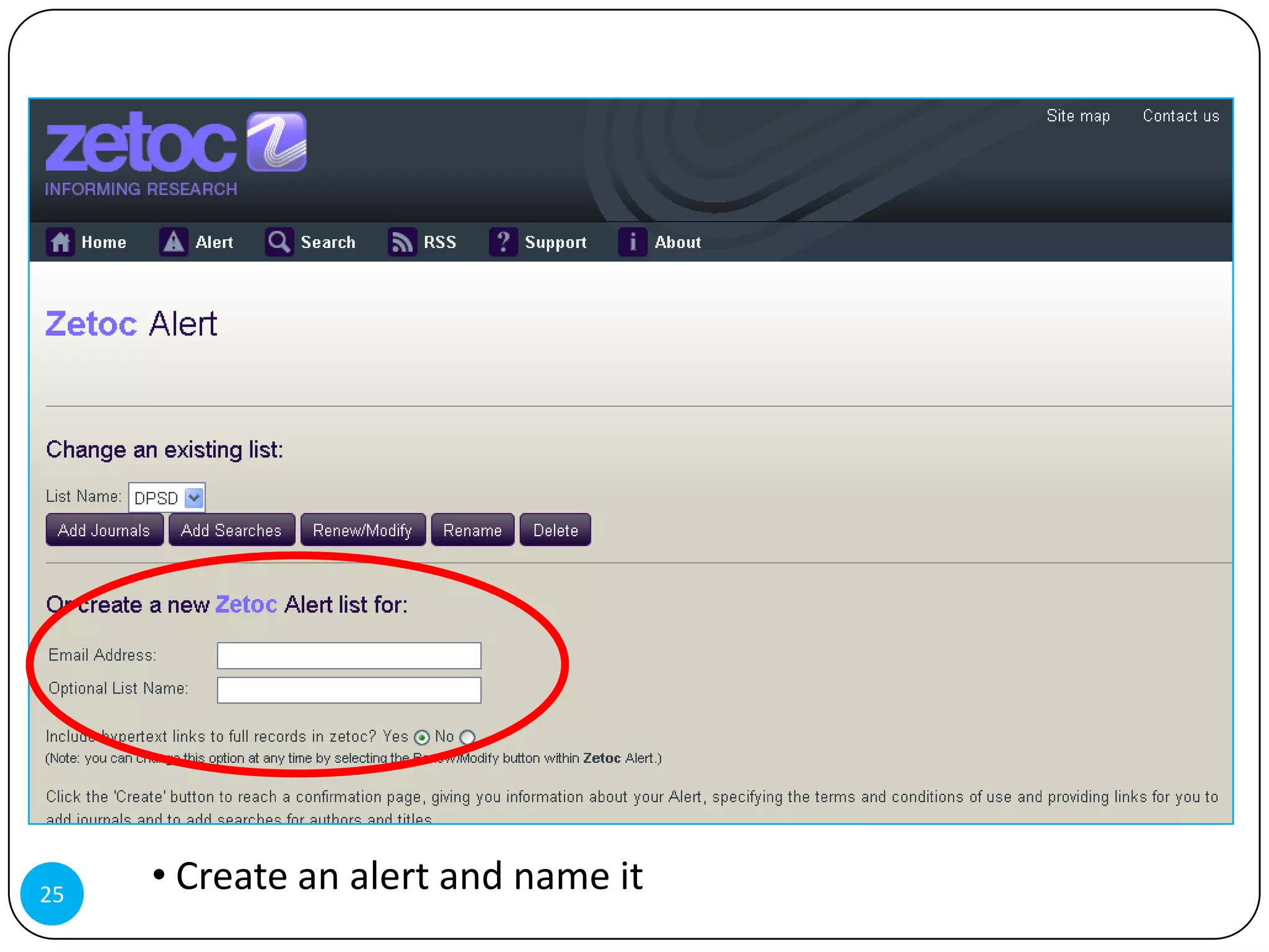 25
     • Create an alert and name it
 