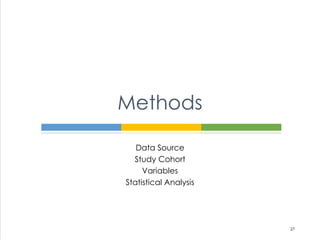 Data Source
Study Cohort
Variables
Statistical Analysis
Methods
27
 