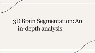 3DBrain Segmentation:An
in-depth analysis