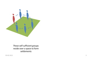 These self sufficient groups
reside over a space to form
settlements
03-02-2015 3
 