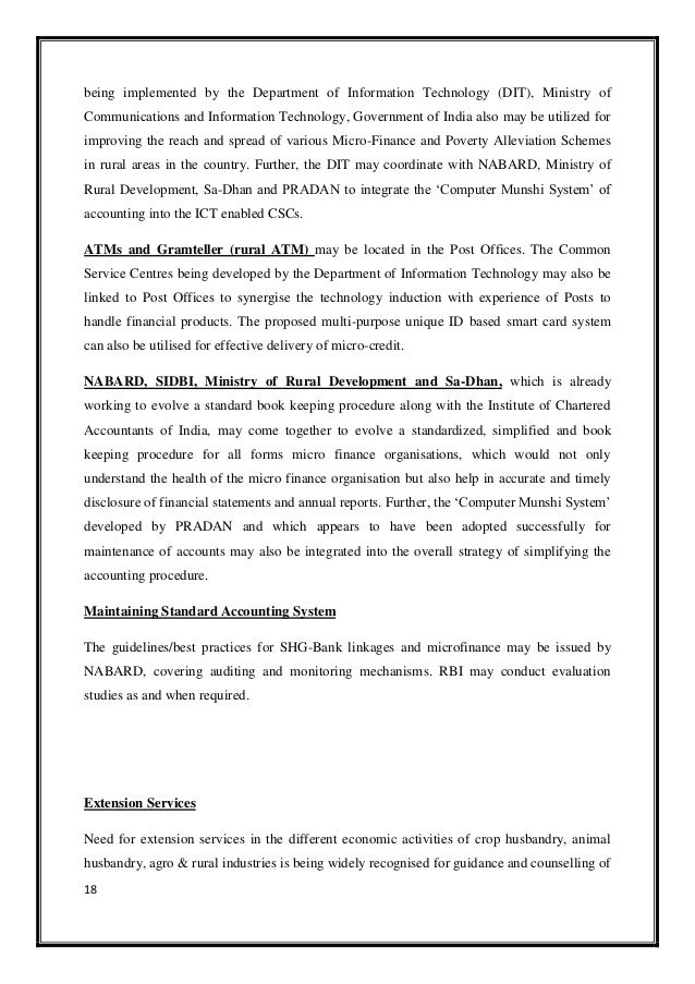 Dissertation report on microfinance