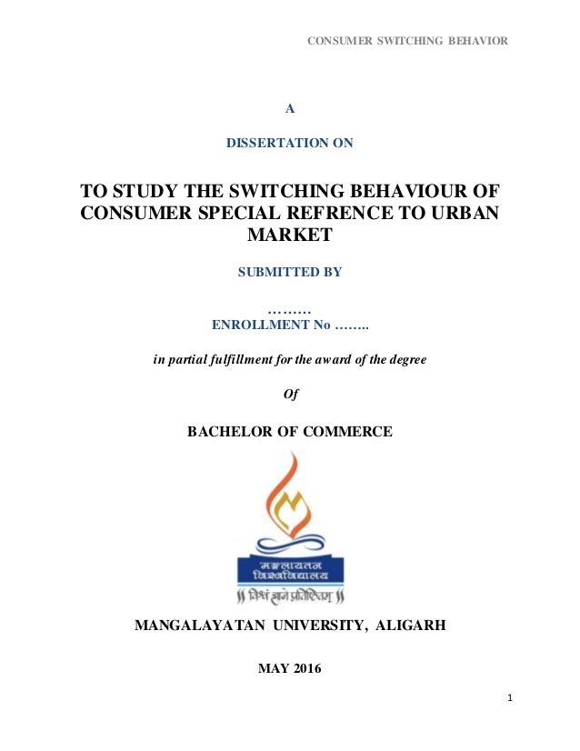 Dissertation customer switching behaviour