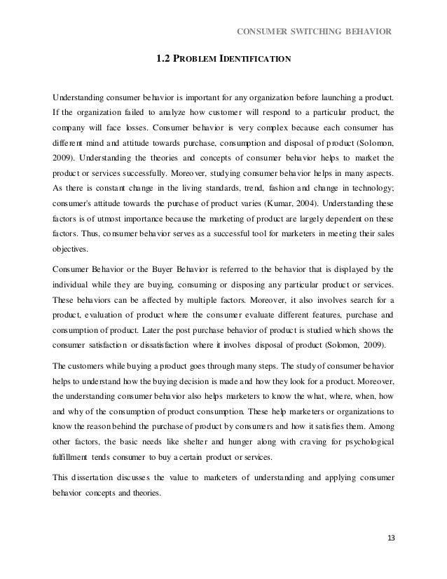 Dissertation customer switching behaviour