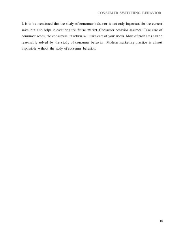 Dissertation customer switching behaviour