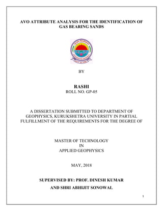 Avo Attributes AVO attribute analysis for the identification of gas bearing sands | PDF