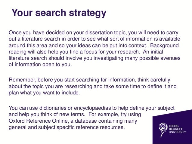 dissertation search strategy